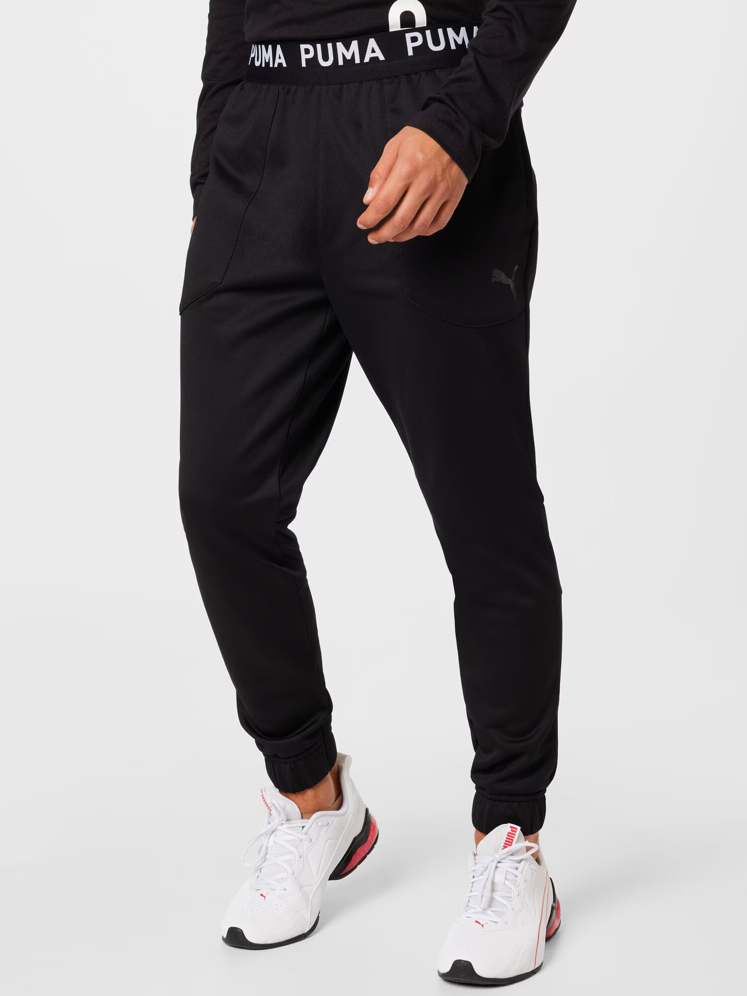 PUMA Pantaloni sport negru / alb - Pled.ro