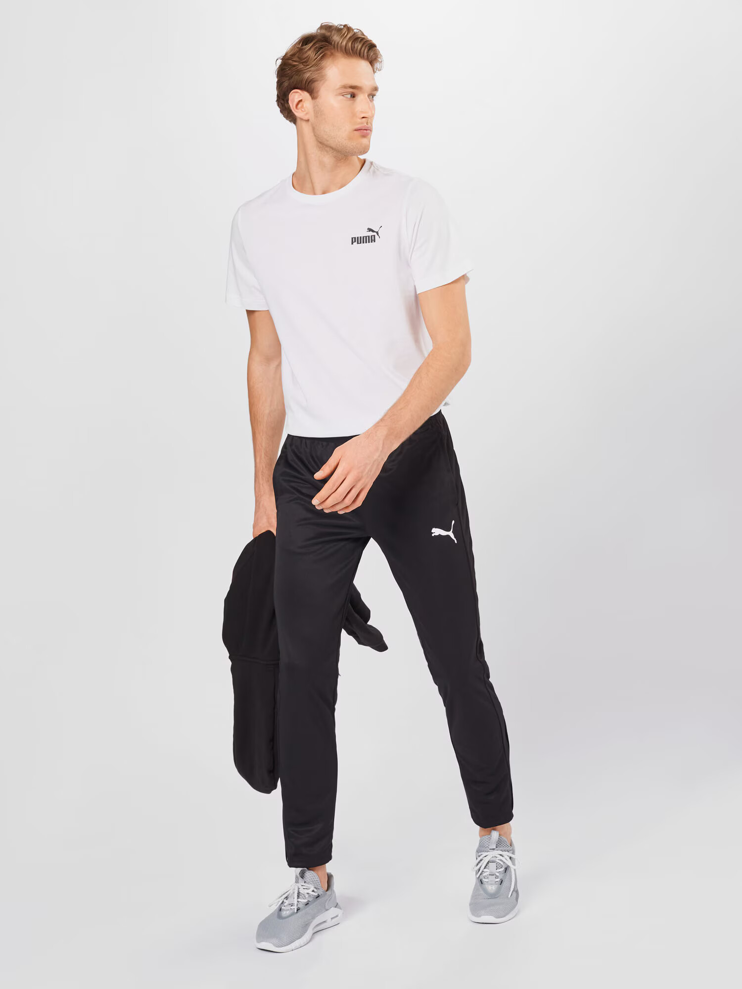 PUMA Pantaloni sport negru / alb - Pled.ro