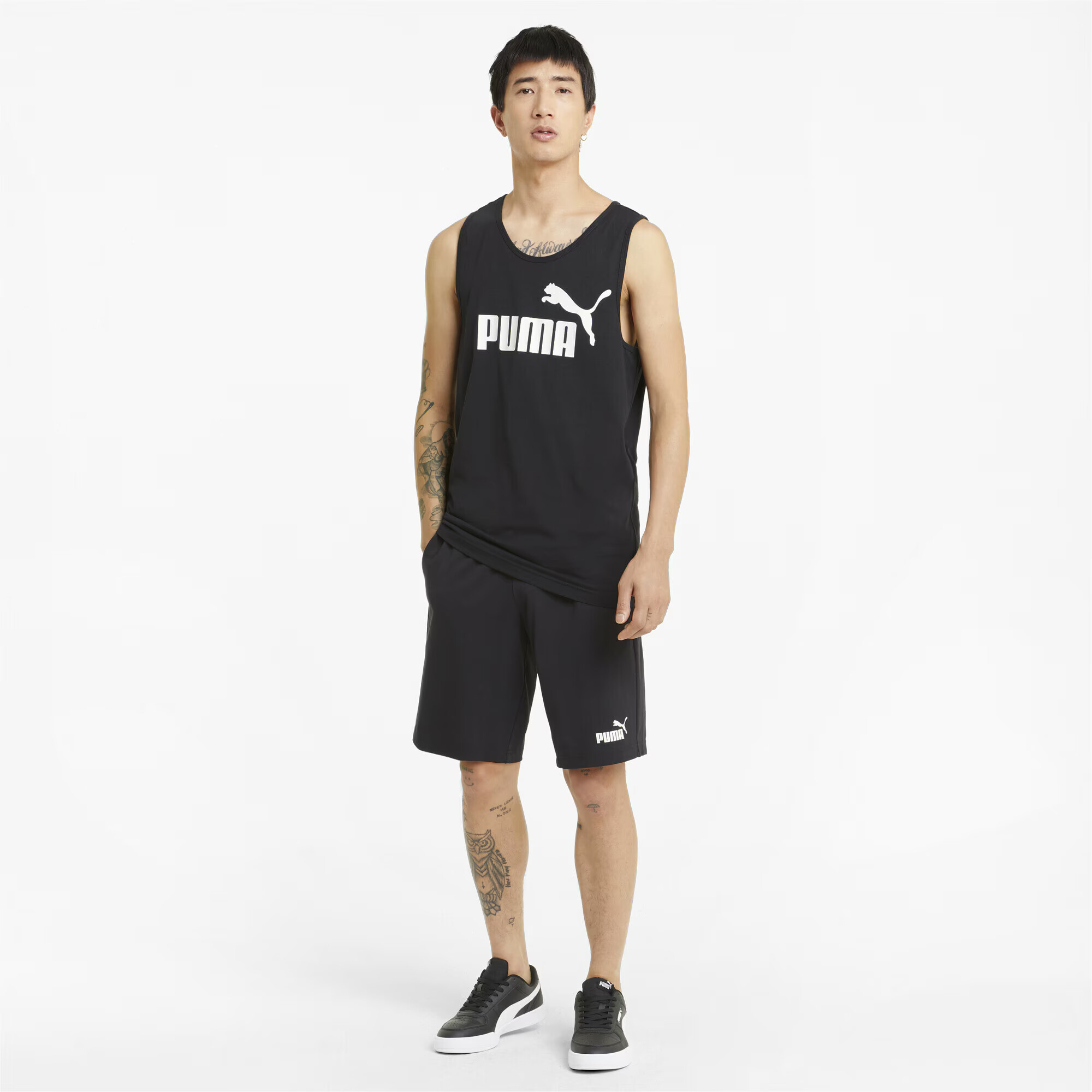 PUMA Pantaloni negru / alb - Pled.ro