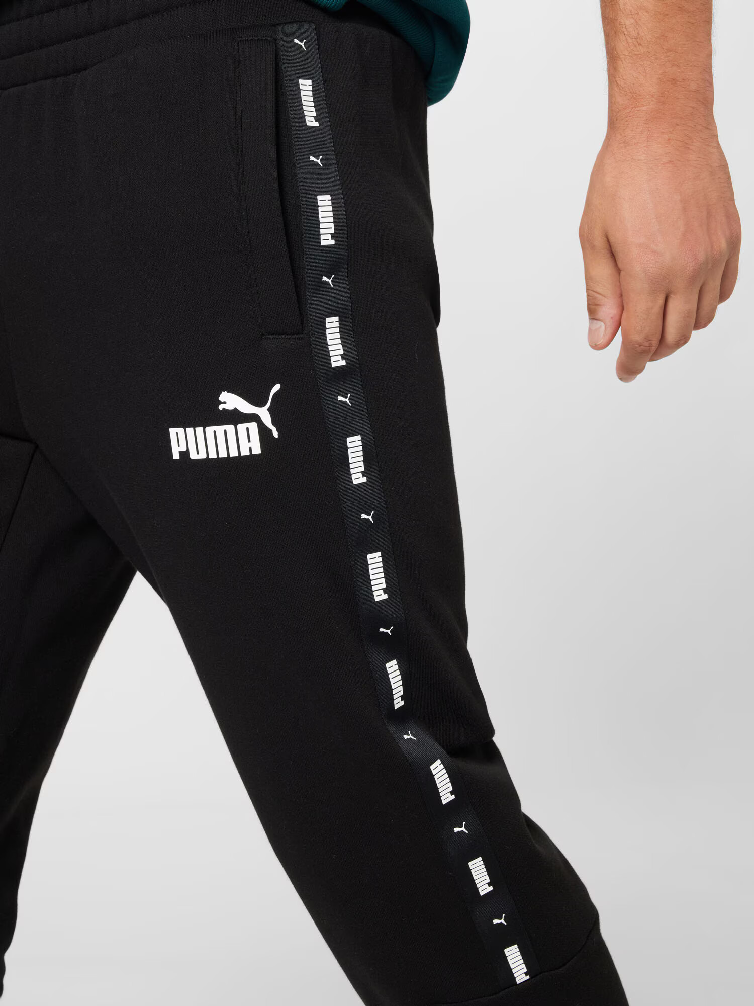 PUMA Pantaloni sport negru / alb - Pled.ro