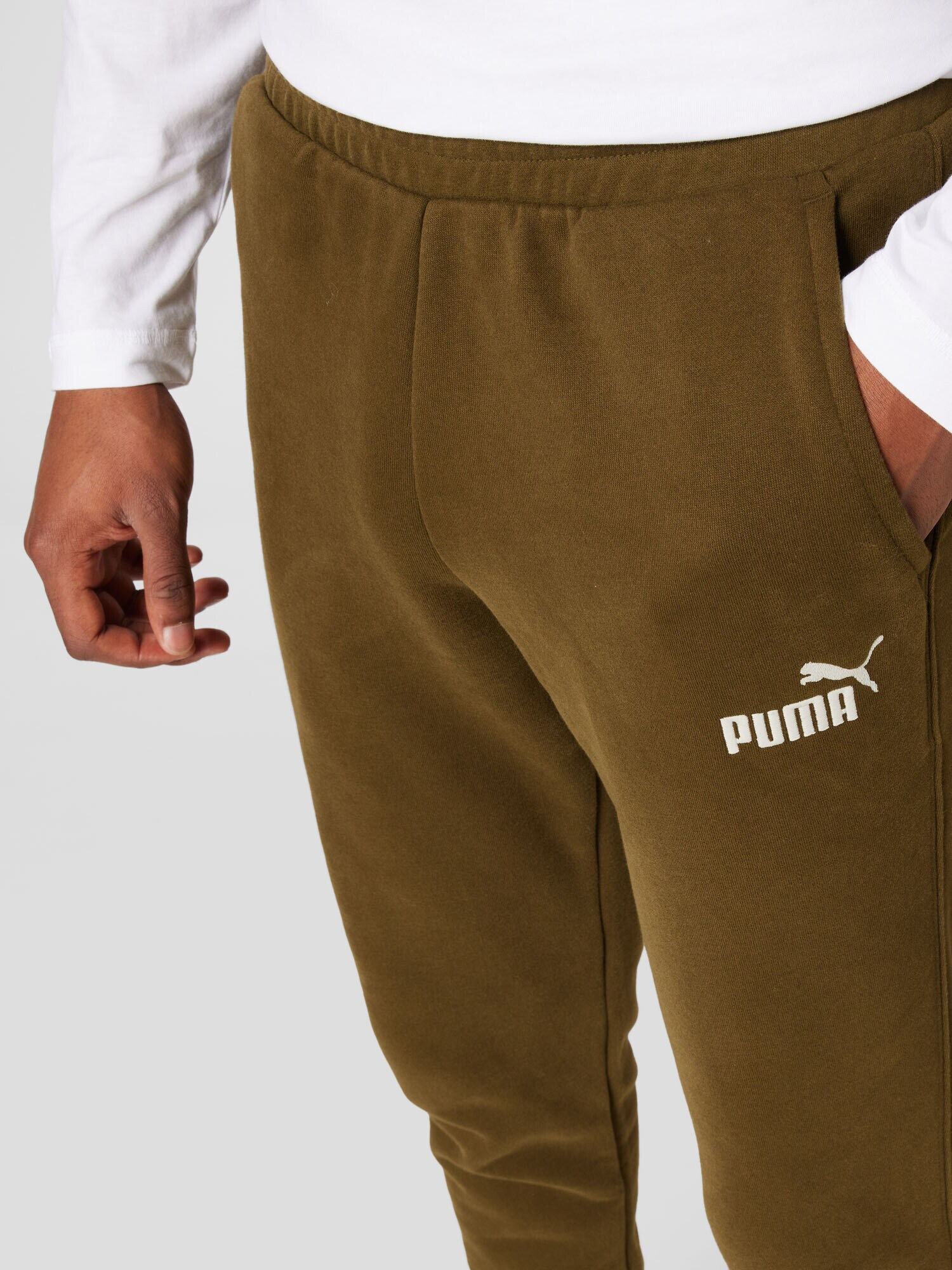 PUMA Pantaloni sport oliv / alb - Pled.ro