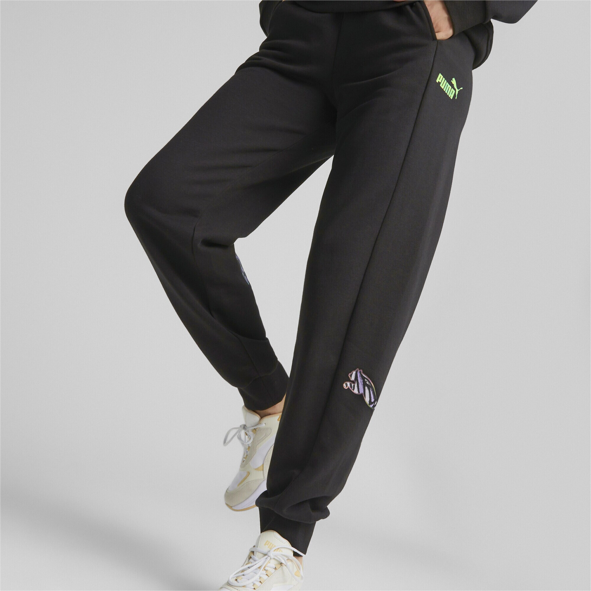 PUMA Pantaloni sport 'POWER MONARCH' verde / lila / negru / alb - Pled.ro