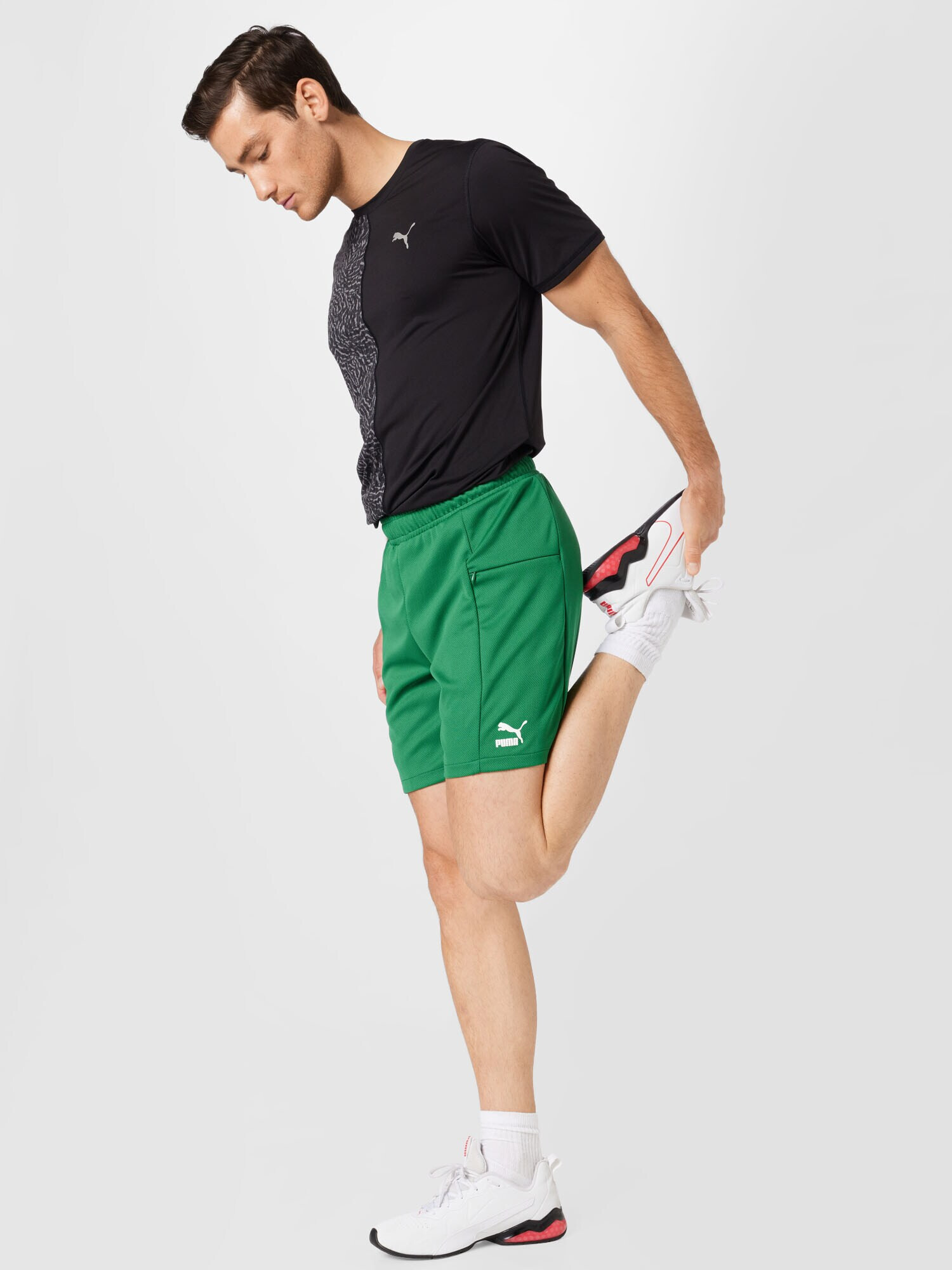 PUMA Pantaloni sport verde / alb - Pled.ro