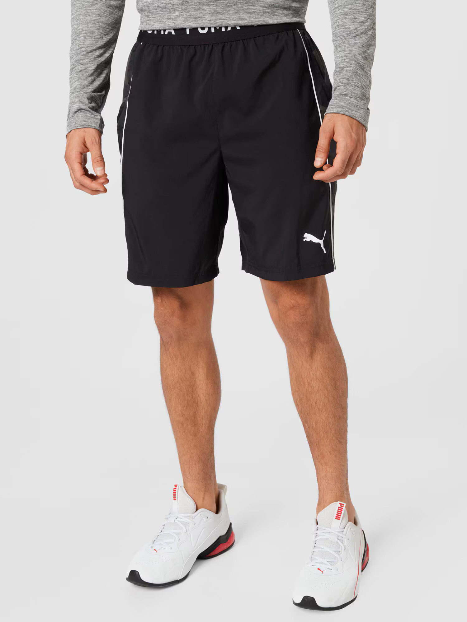 PUMA Pantaloni sport 'Woven 8 Inch' negru / alb - Pled.ro