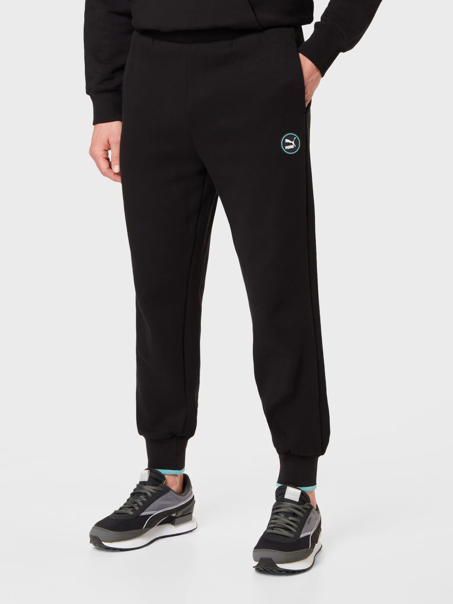 PUMA Pantaloni turcoaz / negru / alb - Pled.ro