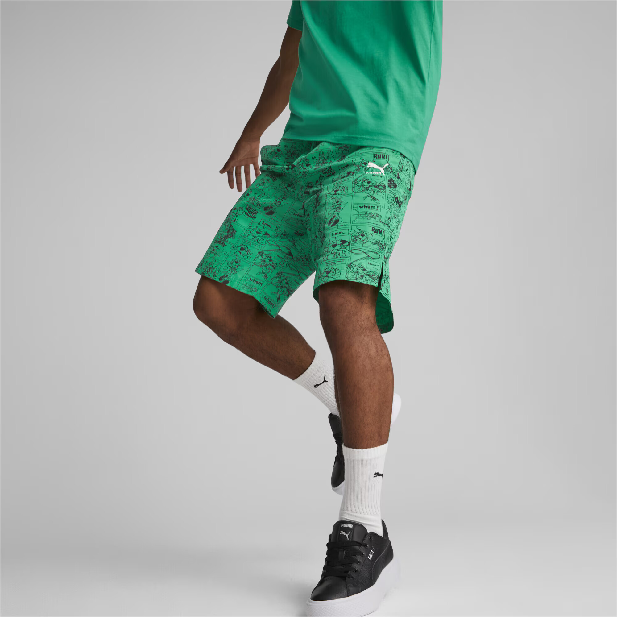 PUMA Pantaloni verde / negru / alb - Pled.ro