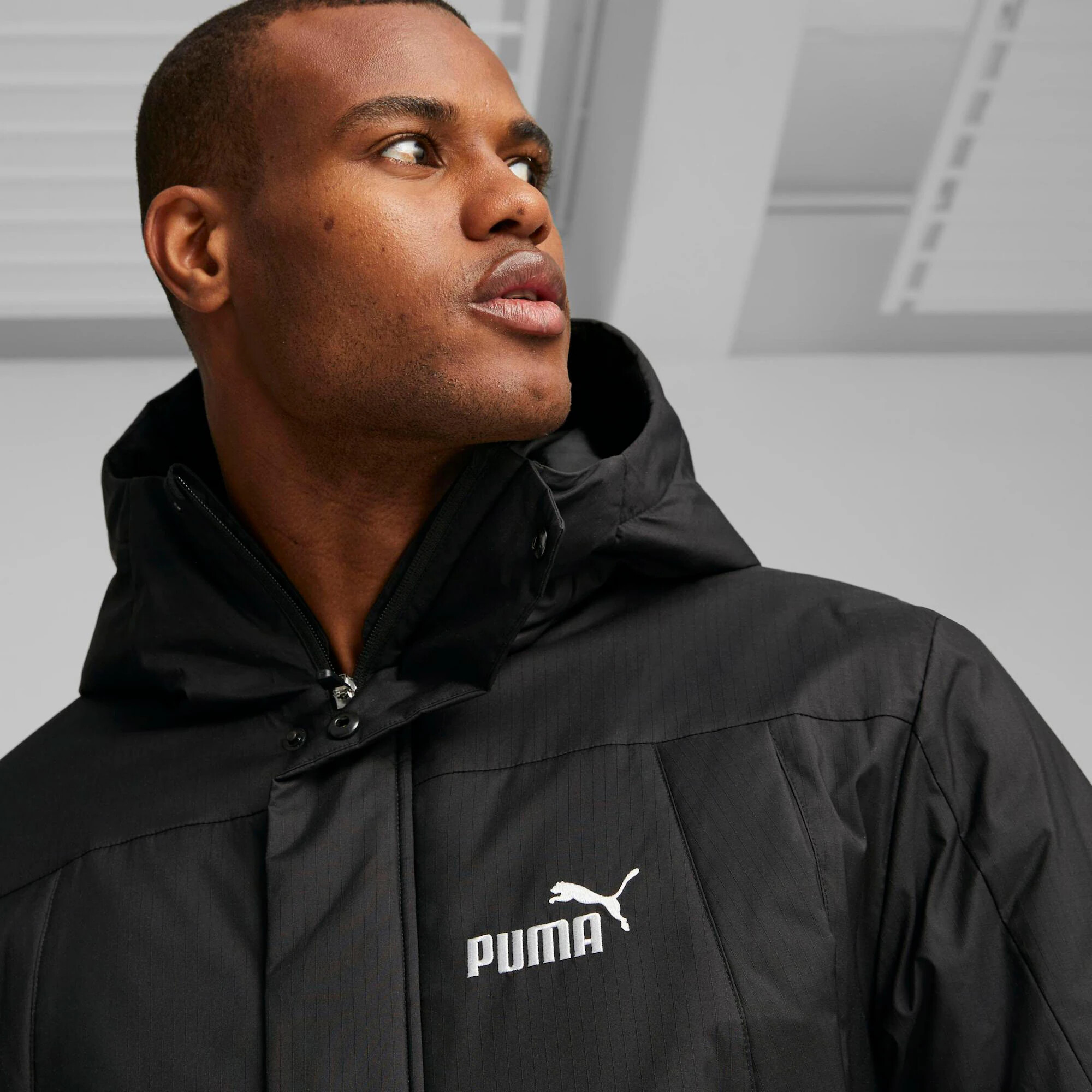 PUMA Parka de iarnă negru / alb - Pled.ro