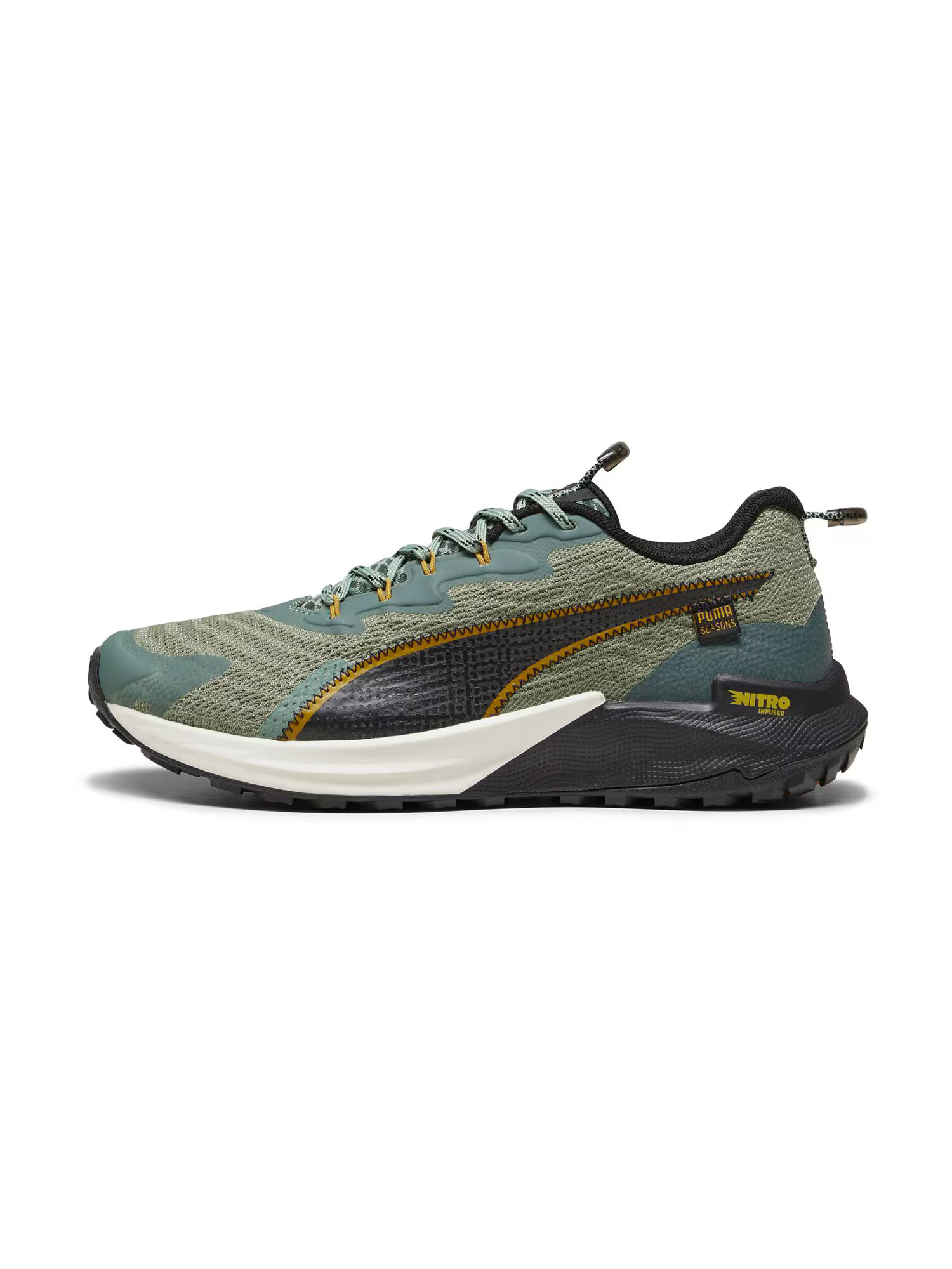 PUMA Sneaker de alergat 'Trac Nitro 2' galben auriu / kaki / verde smarald / negru - Pled.ro