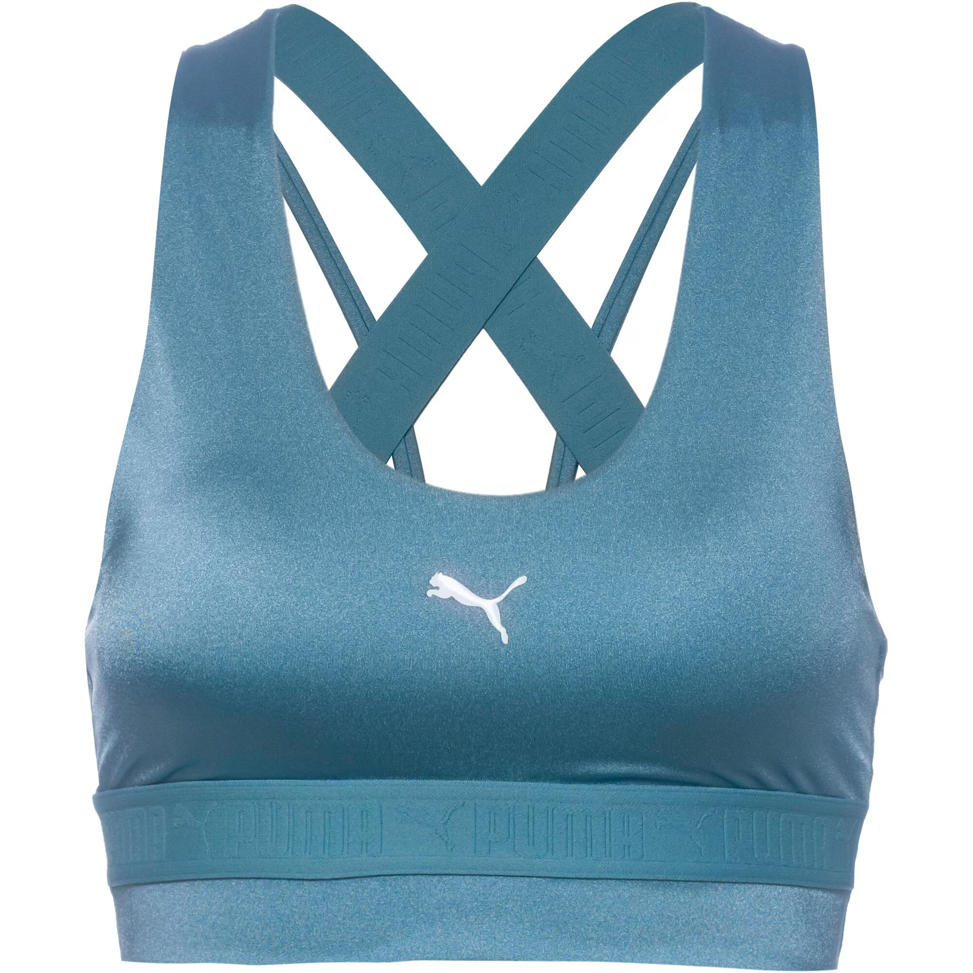 PUMA Sutien sport albastru fumuriu / alb - Pled.ro