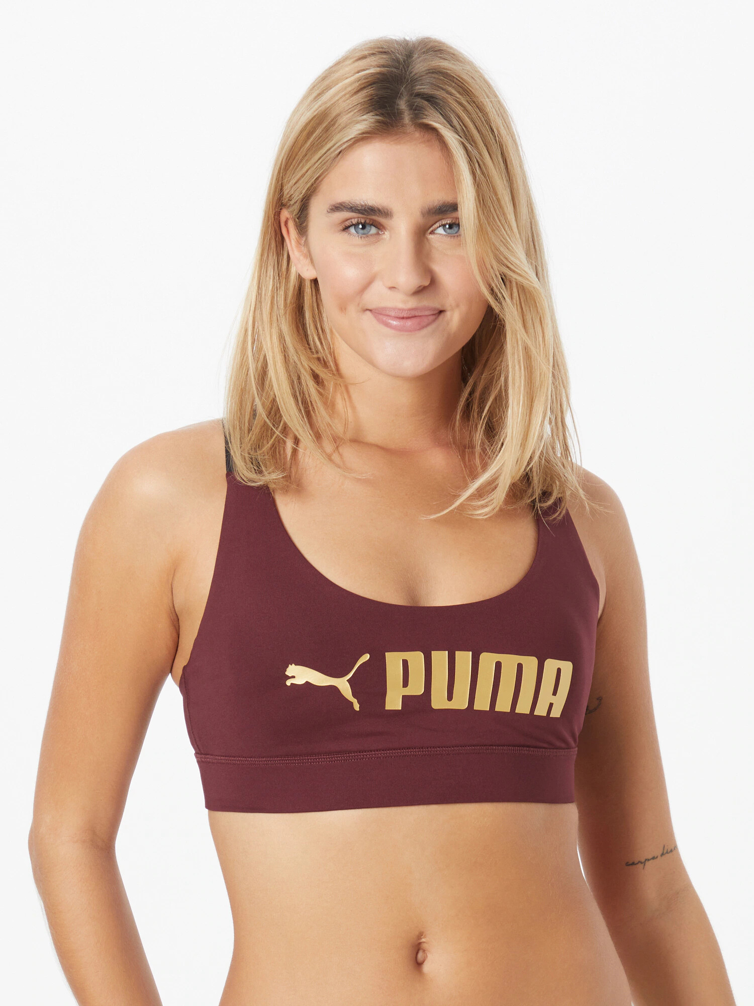 PUMA Sutien sport auriu / roșu vin - Pled.ro