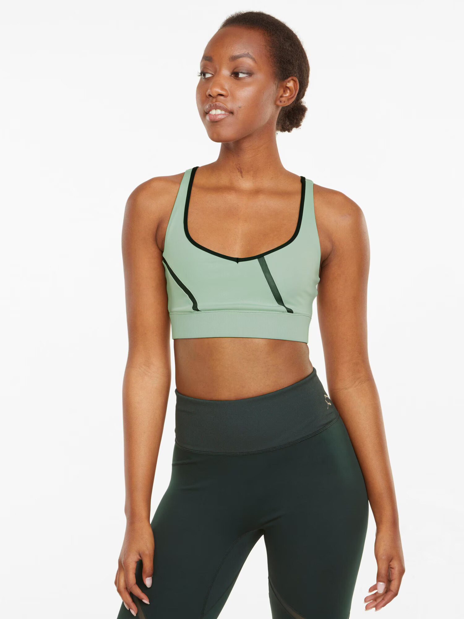 PUMA Sutien sport 'Exhale' verde deschis / negru - Pled.ro