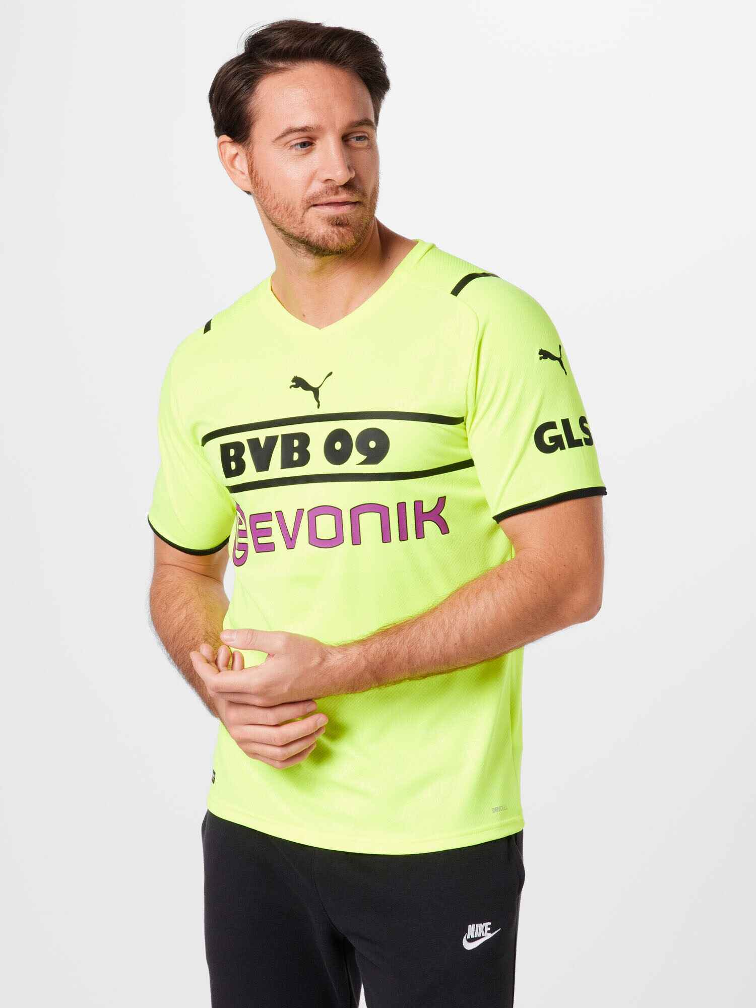 PUMA Tricot 'BVB CUP Shirt Replica w/ Sponsor' galben neon / roșu vin / negru - Pled.ro