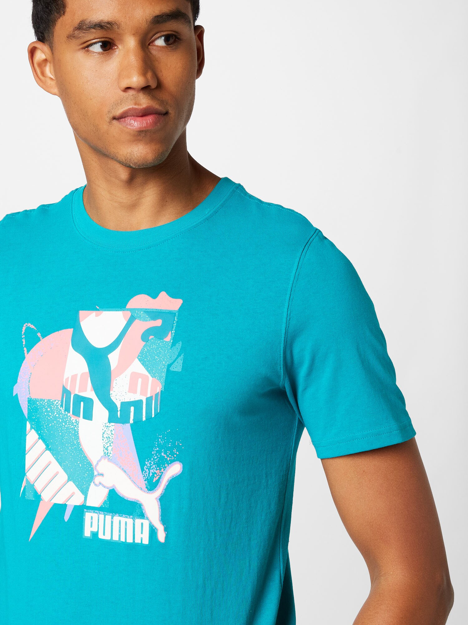 PUMA Tricou 'Fandom' cyan / mov deschis / rosé / alb - Pled.ro