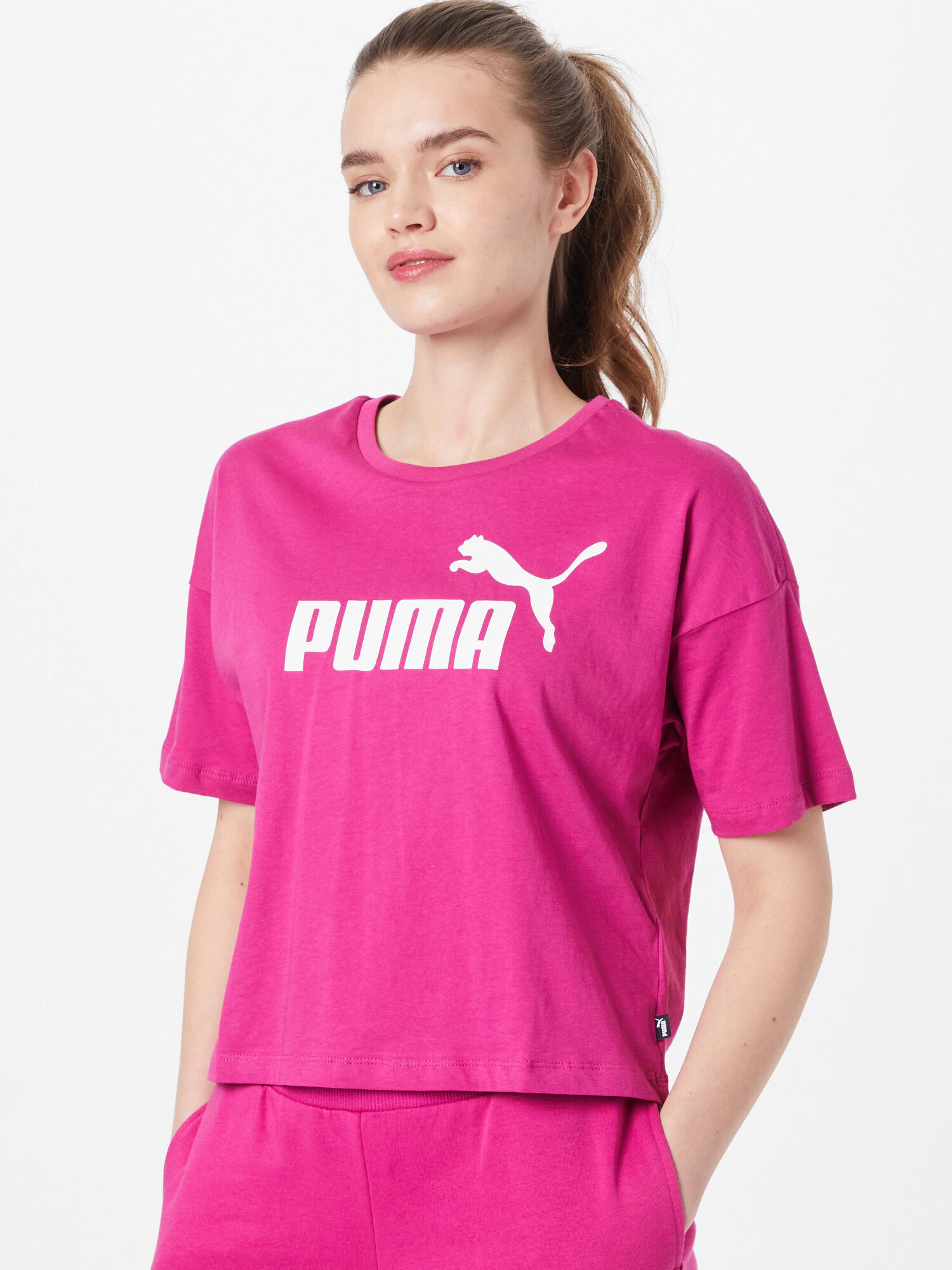 PUMA Tricou fucsia / alb - Pled.ro