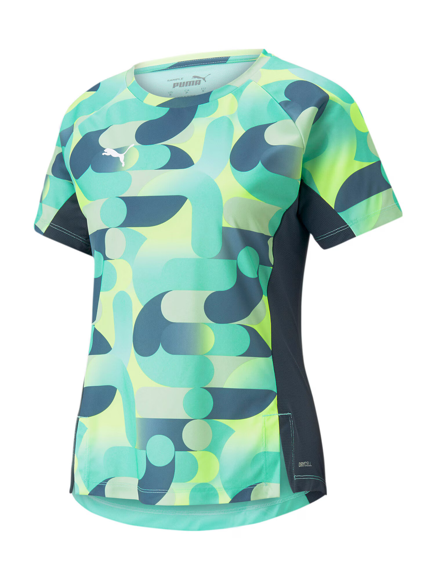 PUMA Tricou funcțional 'Blaze' bleumarin / gri / verde mentă / verde neon - Pled.ro