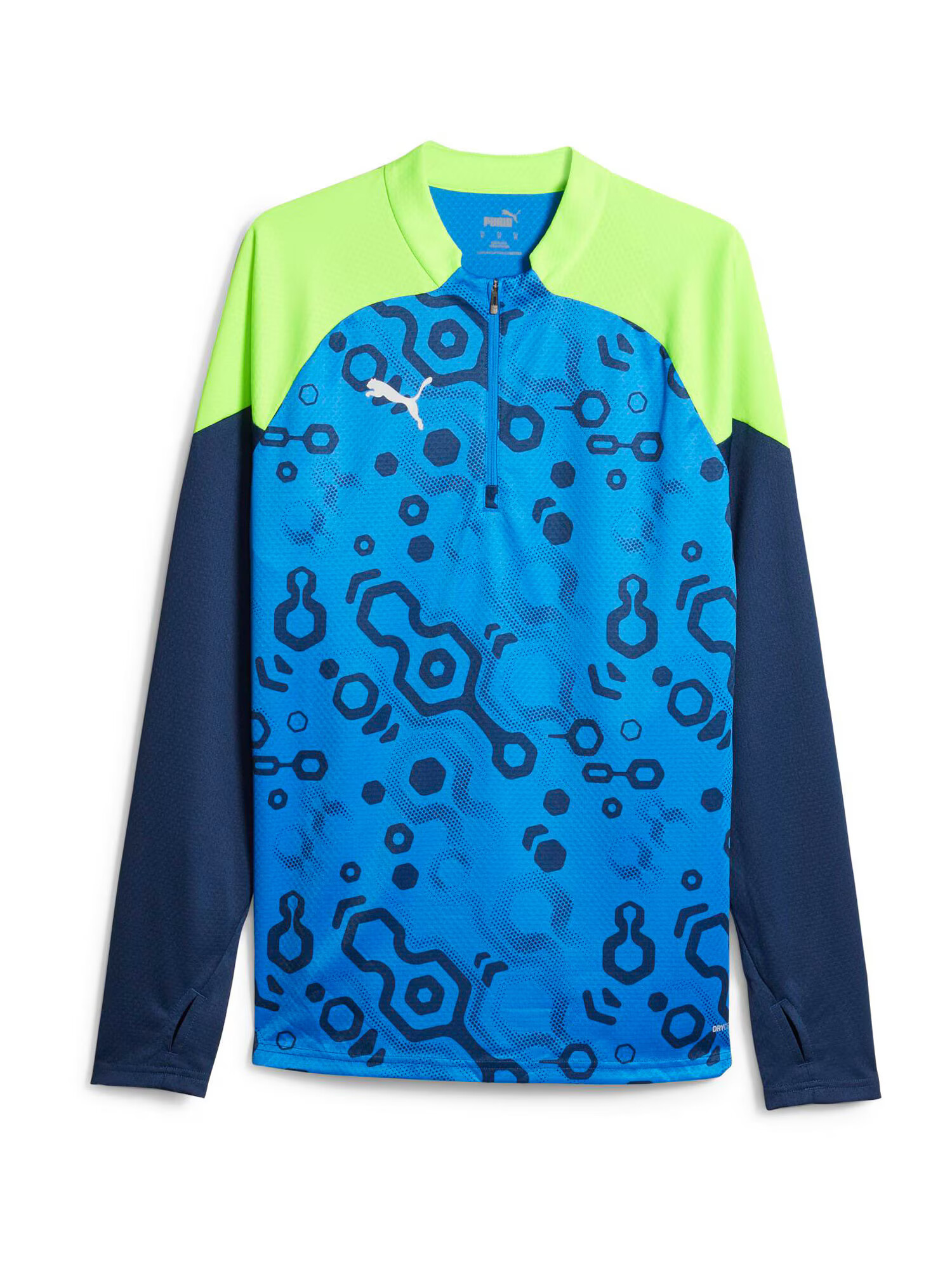 PUMA Tricou funcțional 'IndividualCUP' bleumarin / azur / verde deschis / alb - Pled.ro