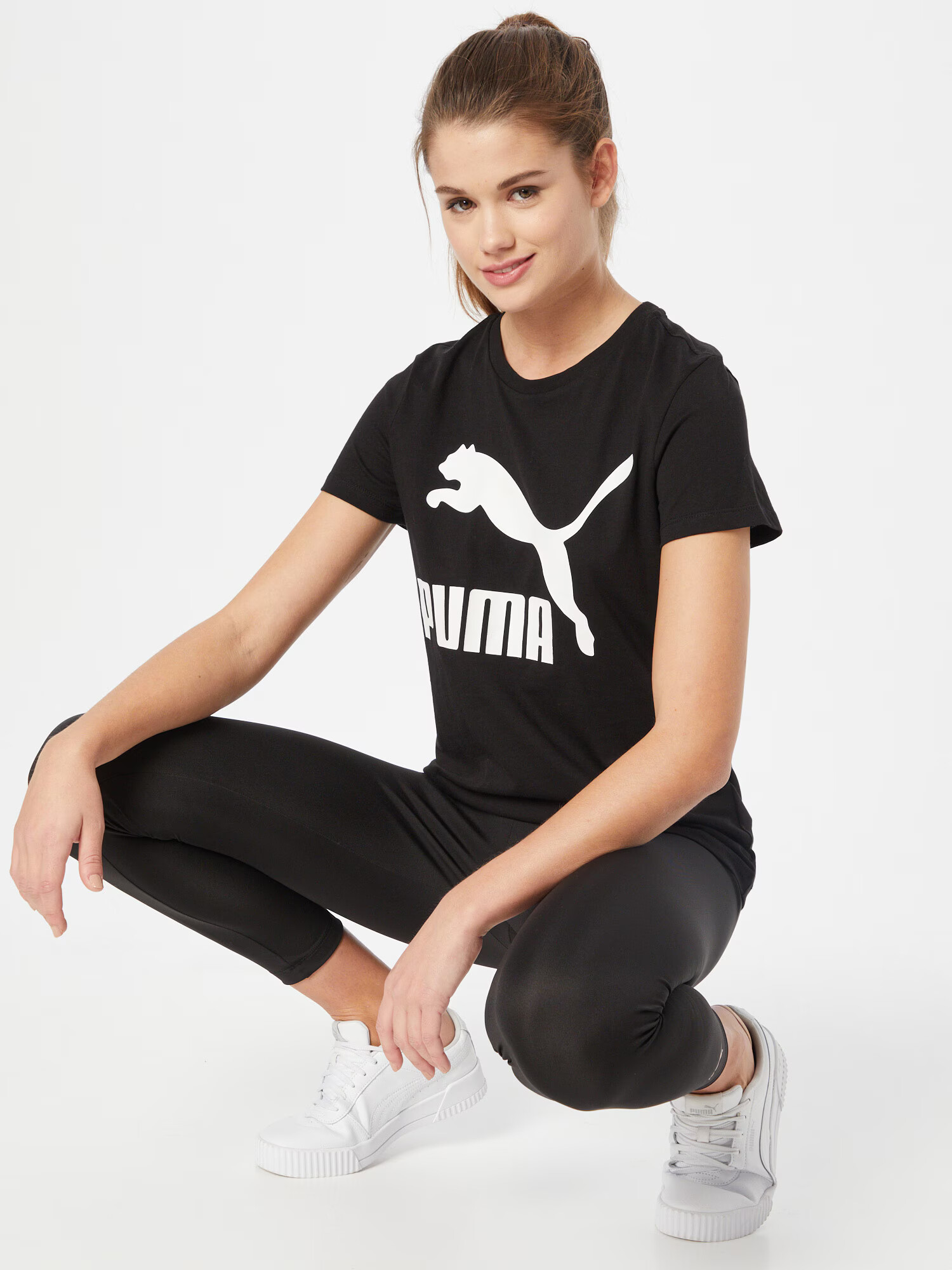 PUMA Tricou 'Classic' negru / alb - Pled.ro