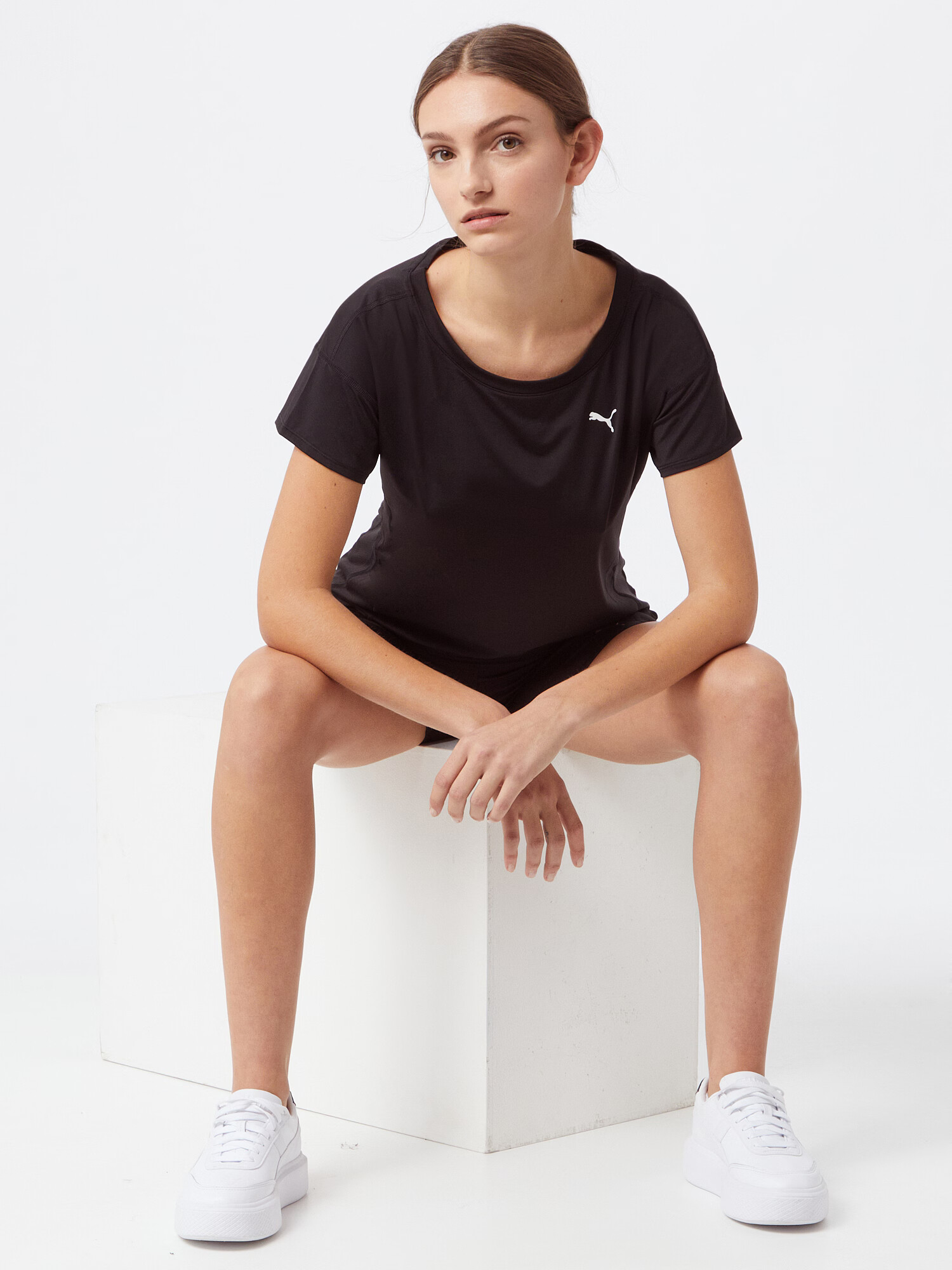 PUMA Tricou funcțional negru / alb - Pled.ro