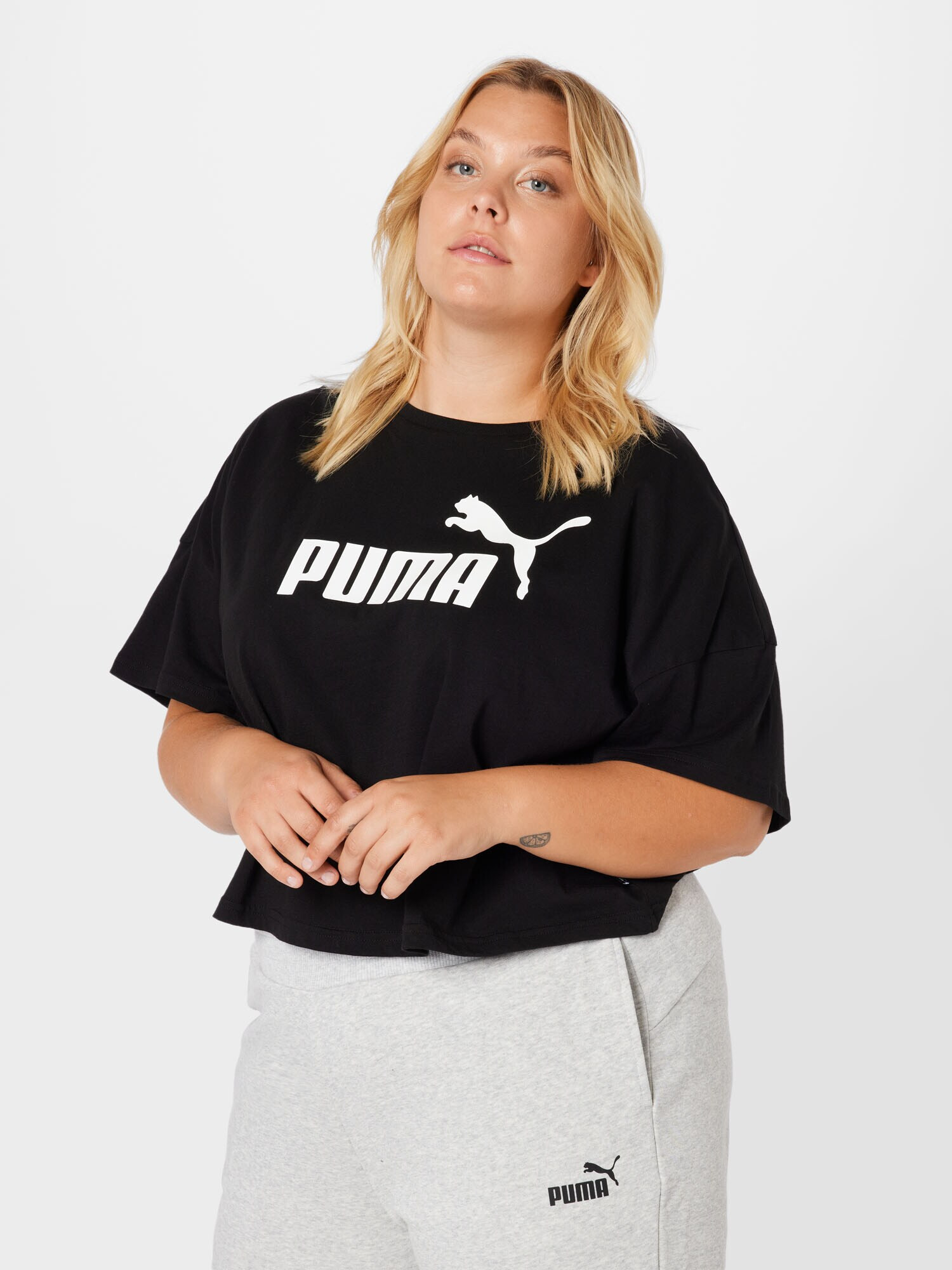 PUMA Tricou funcțional 'Plus' negru / alb - Pled.ro