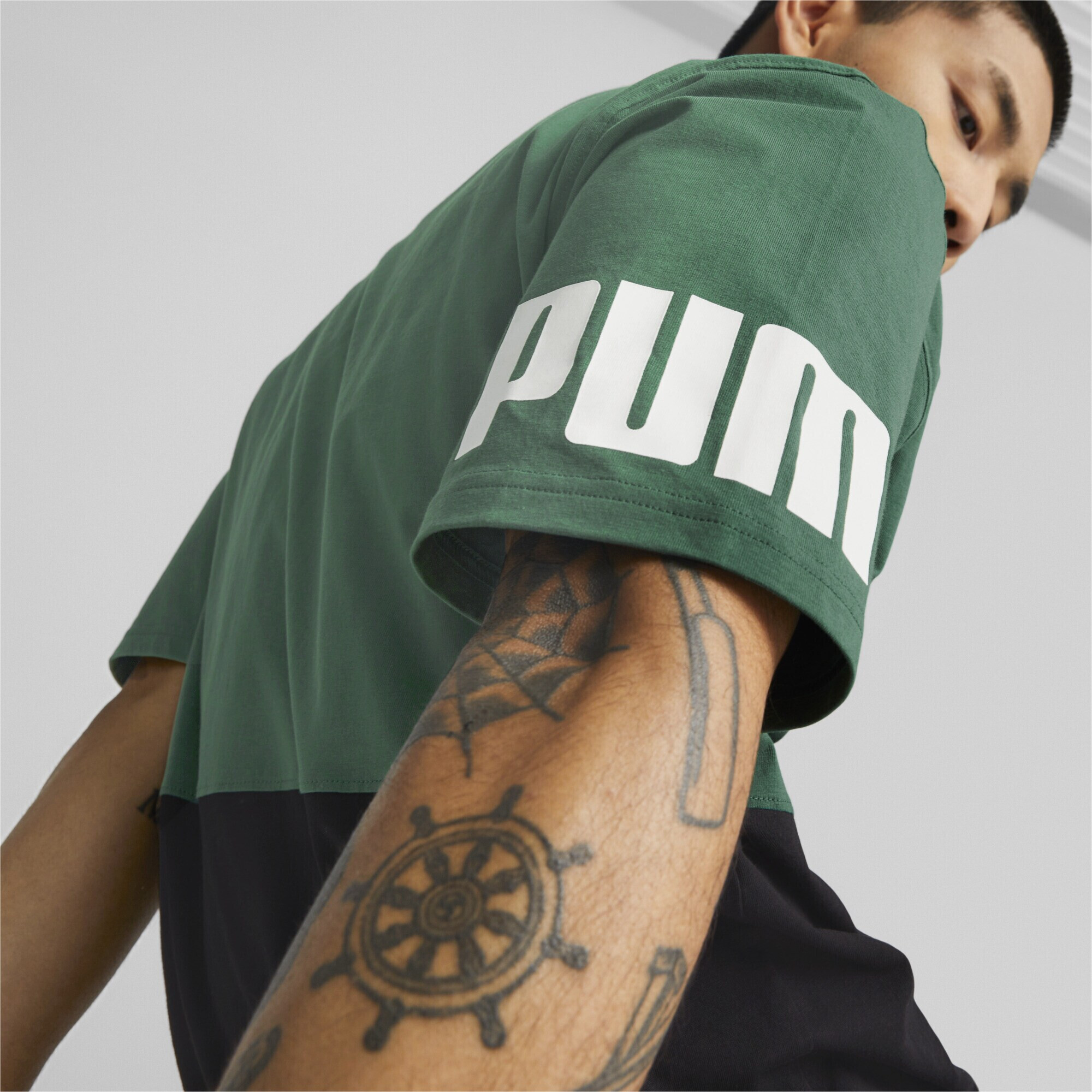 PUMA Tricou verde / negru / alb - Pled.ro