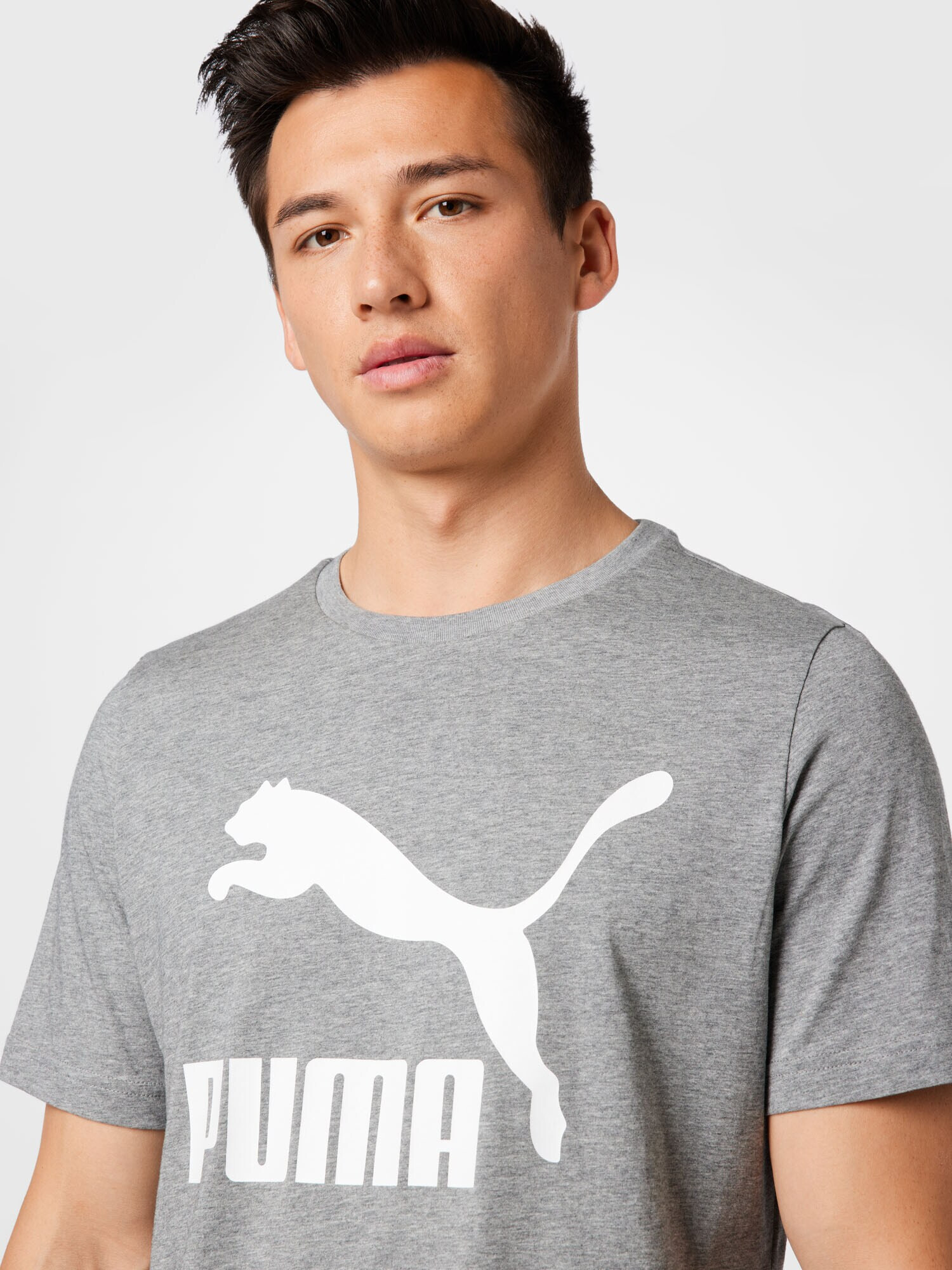 PUMA Tricou gri amestecat / alb - Pled.ro