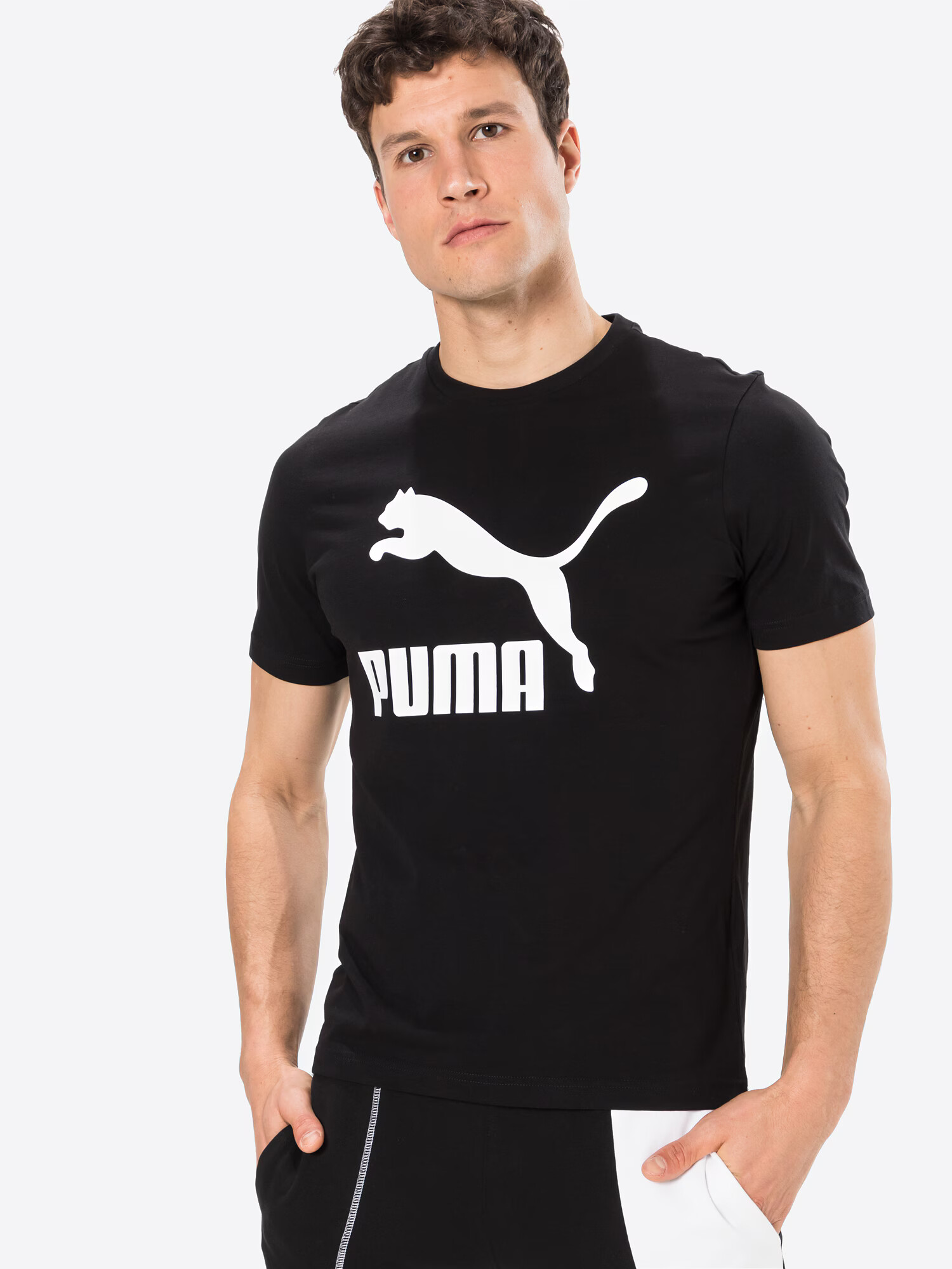 PUMA Tricou 'Classics' negru / alb - Pled.ro