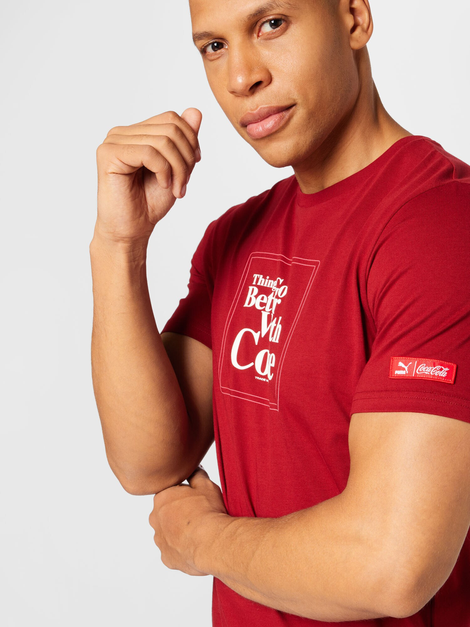 PUMA Tricou roșu carmin / alb - Pled.ro