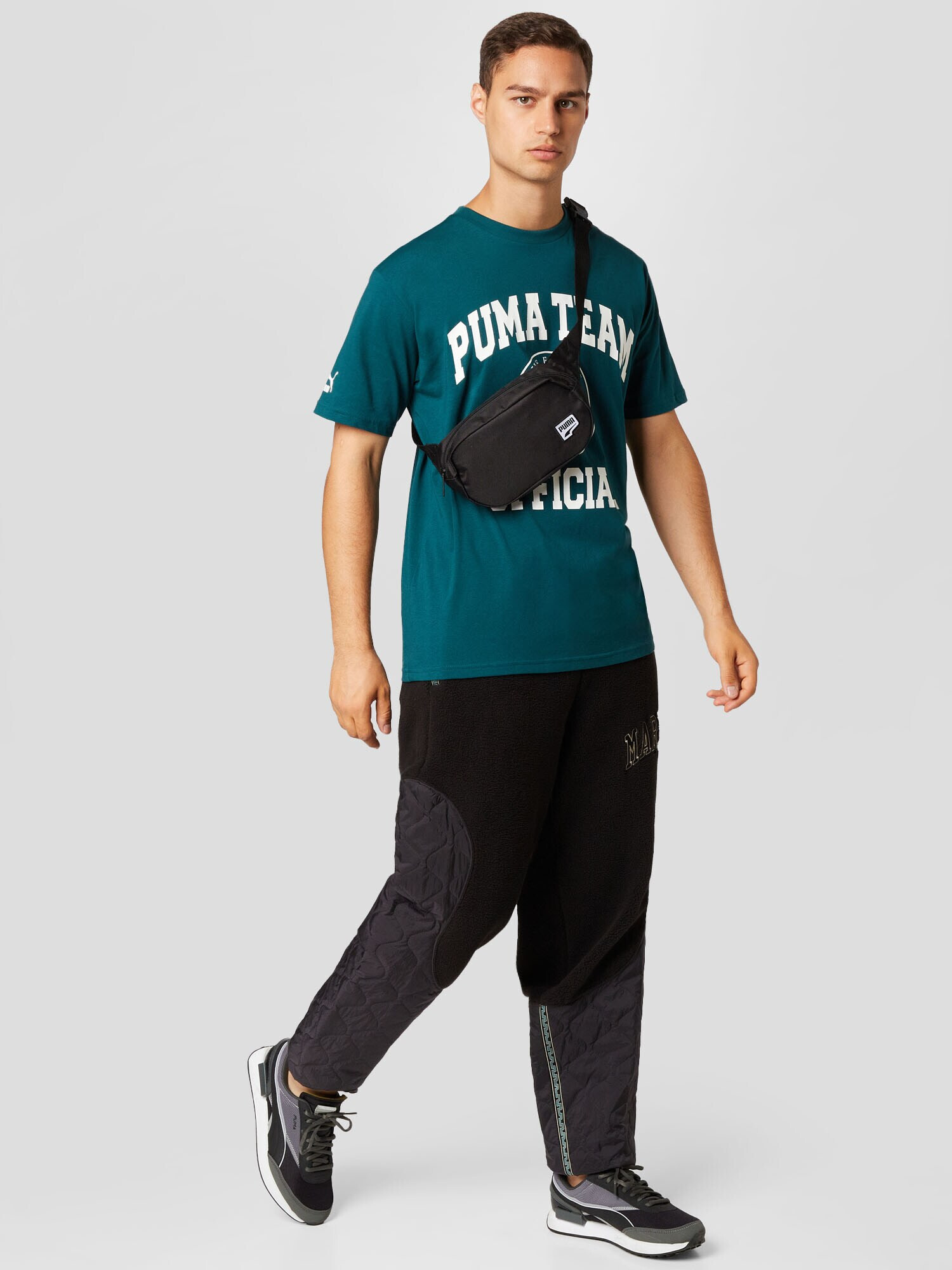 PUMA Tricou verde smarald / alb - Pled.ro