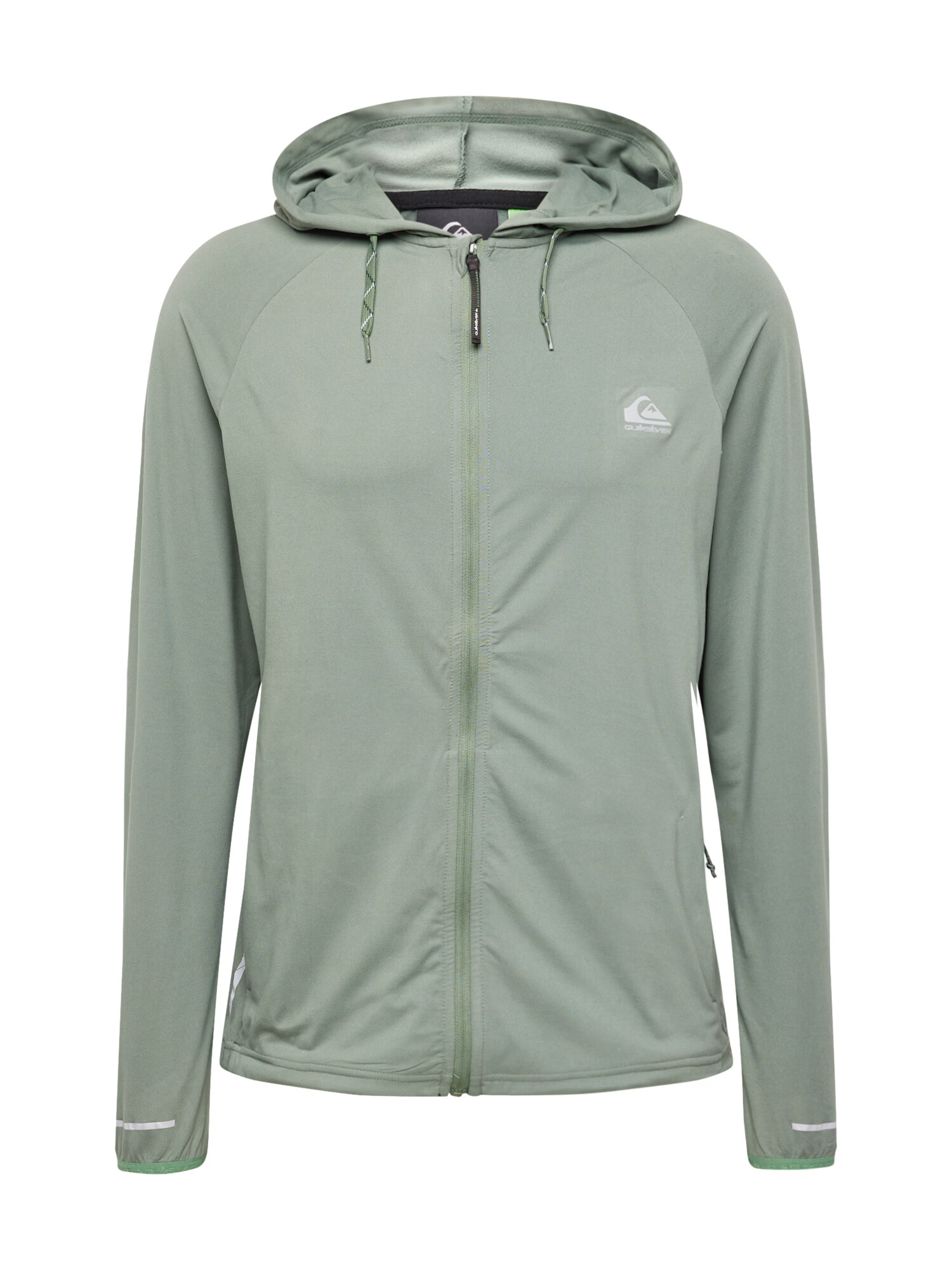 QUIKSILVER Bluză cu fermoar sport verde / alb - Pled.ro