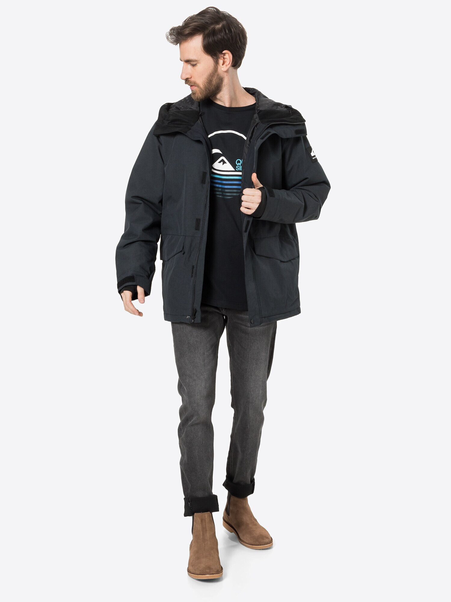 QUIKSILVER Geacă outdoor 'MISSION SOLID' negru amestecat - Pled.ro