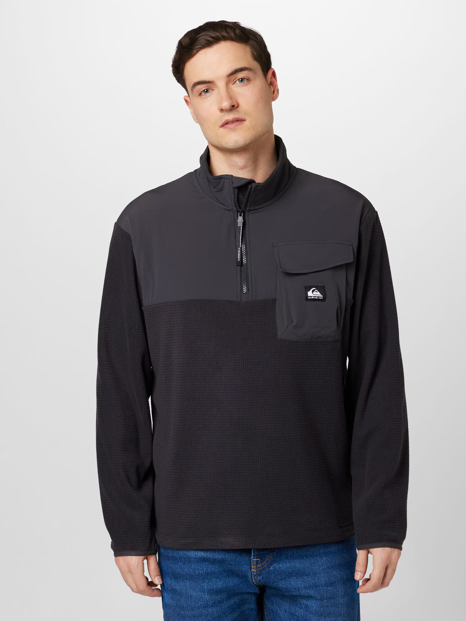 QUIKSILVER Hanorac sport 'NIGHT WANDER' gri metalic / negru / alb - Pled.ro