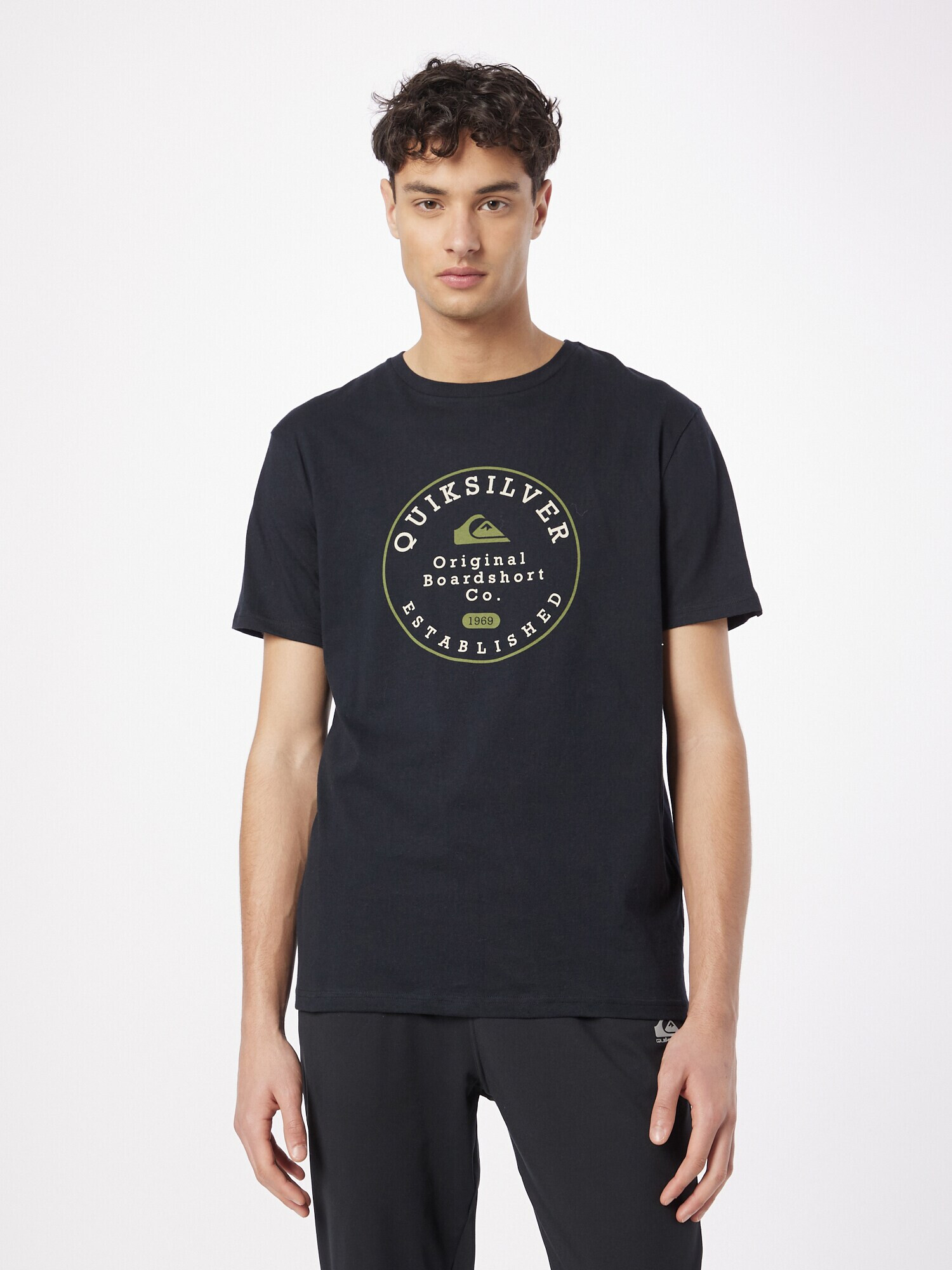 QUIKSILVER Tricou verde / negru / alb - Pled.ro