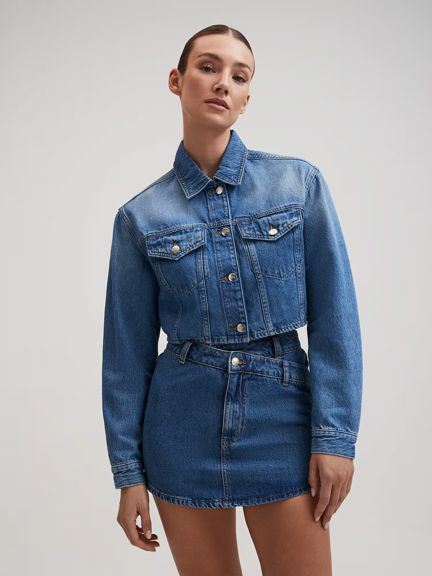 RÆRE by Lorena Rae Geacă de primăvară-toamnă 'Sophie' albastru denim - Pled.ro