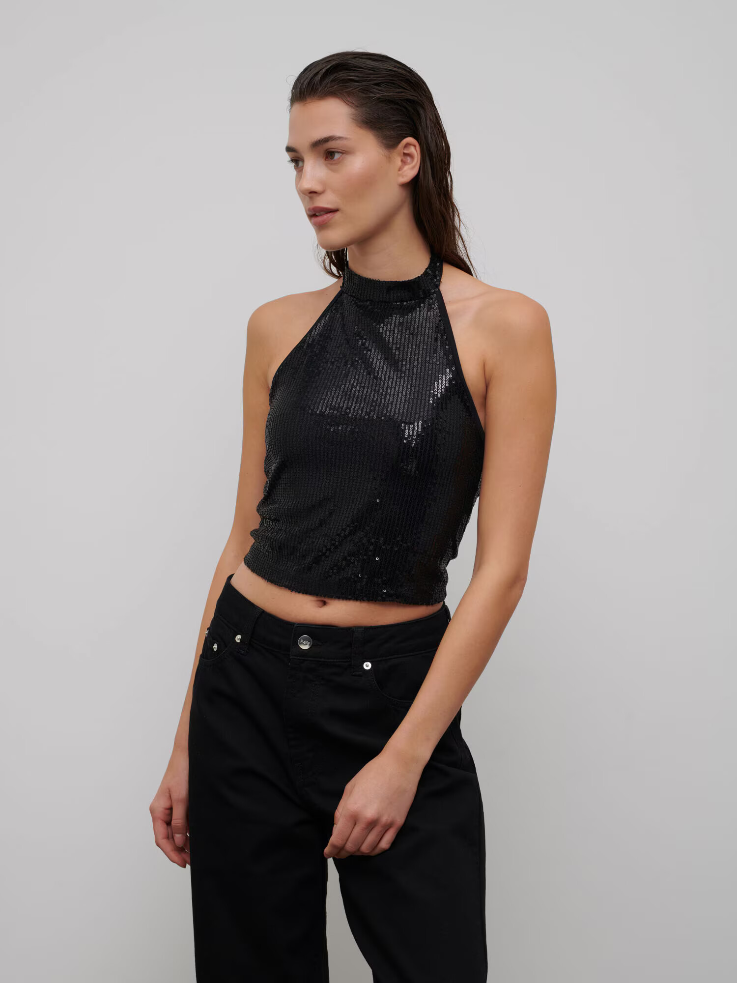 RÆRE by Lorena Rae Top 'Francis' negru - Pled.ro