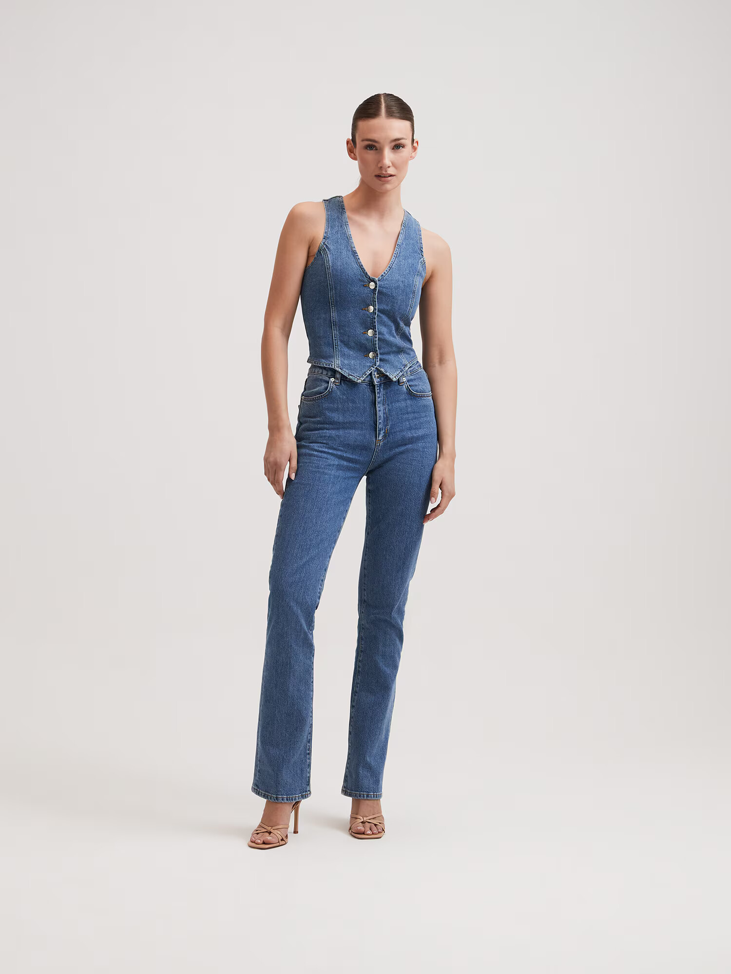 RÆRE by Lorena Rae Vestă 'Liv' albastru denim - Pled.ro