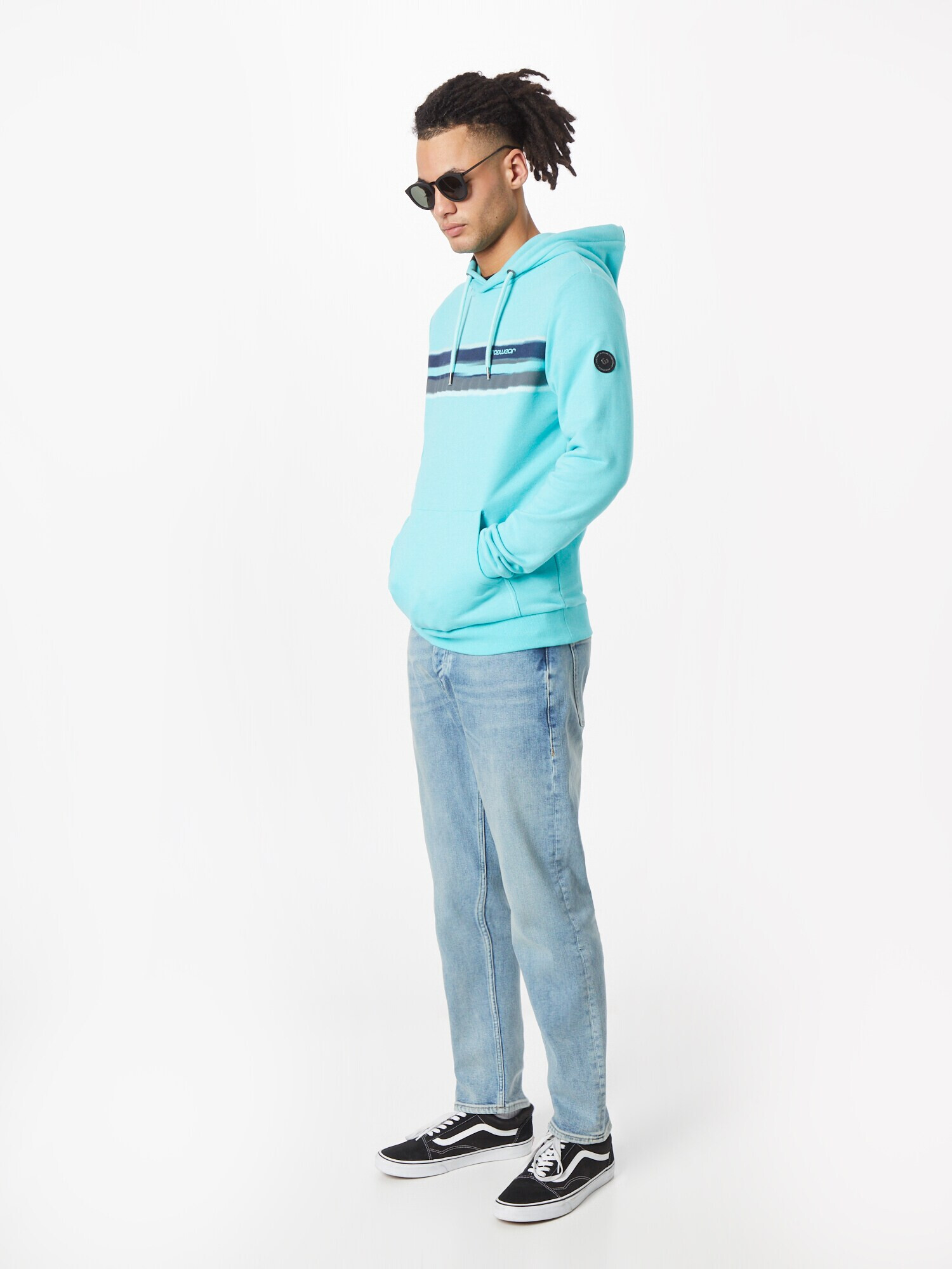 Ragwear Bluză de molton 'HAKE' bleumarin / albastru aqua / gri închis / alb - Pled.ro