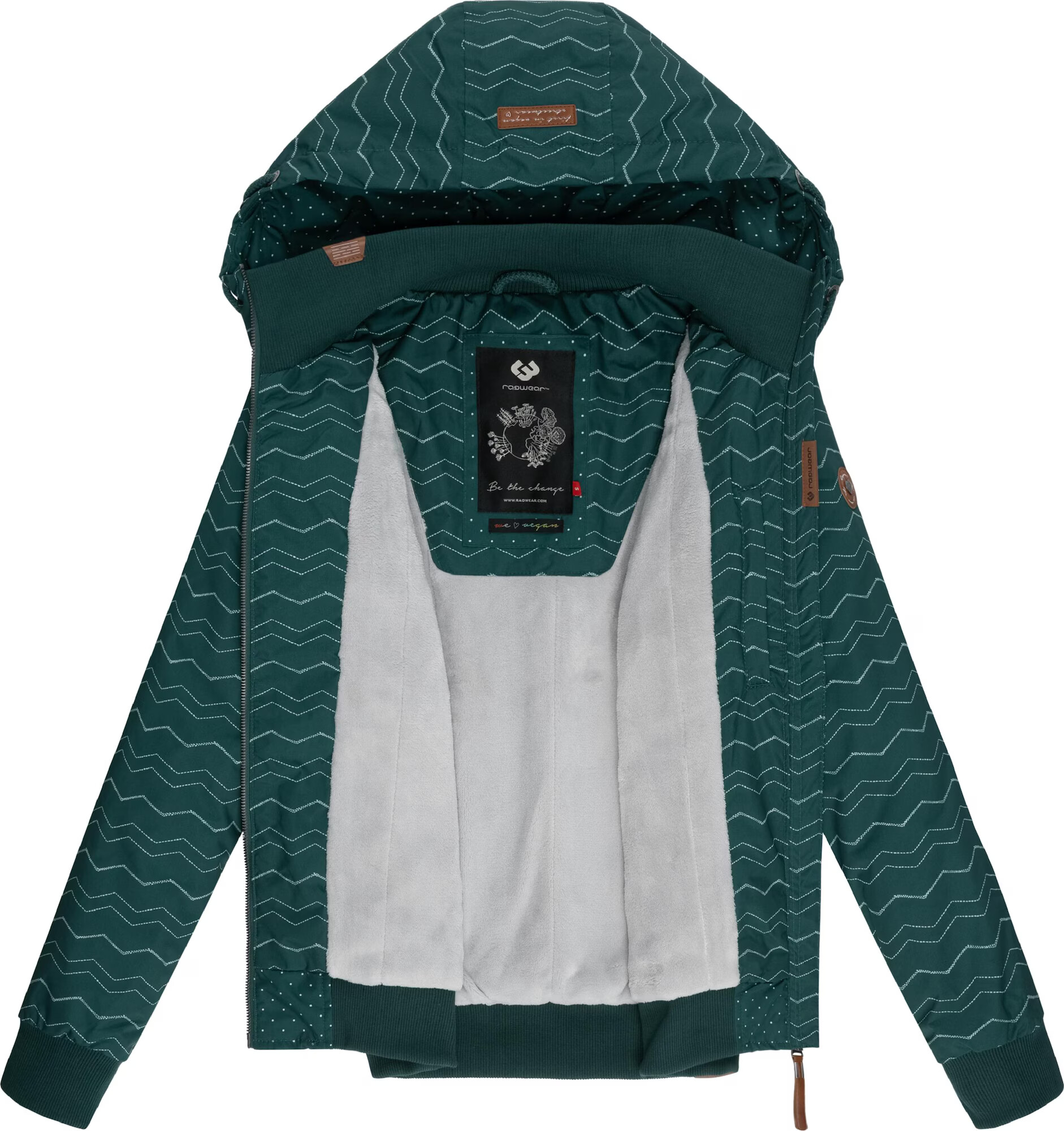 Ragwear Geacă de primăvară-toamnă 'Nuggie' maro / verde închis / alb - Pled.ro