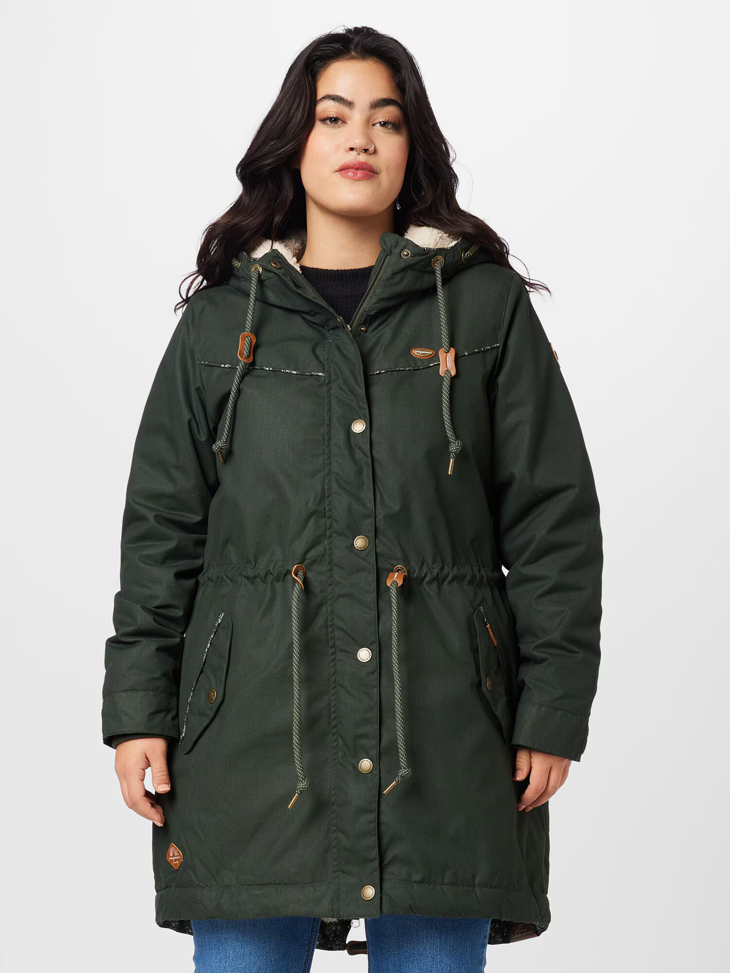 Ragwear Plus Parka de primăvară-toamnă 'CANNY' crem / maro coniac / verde închis - Pled.ro