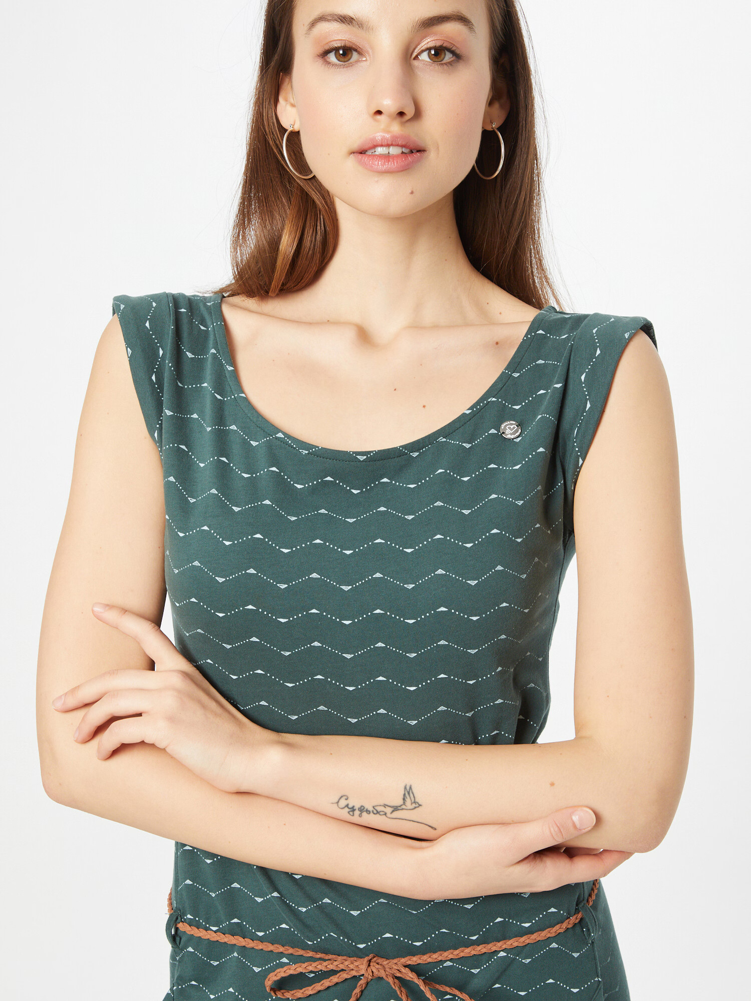 Ragwear Rochie de vară 'TAG' verde închis / alb - Pled.ro