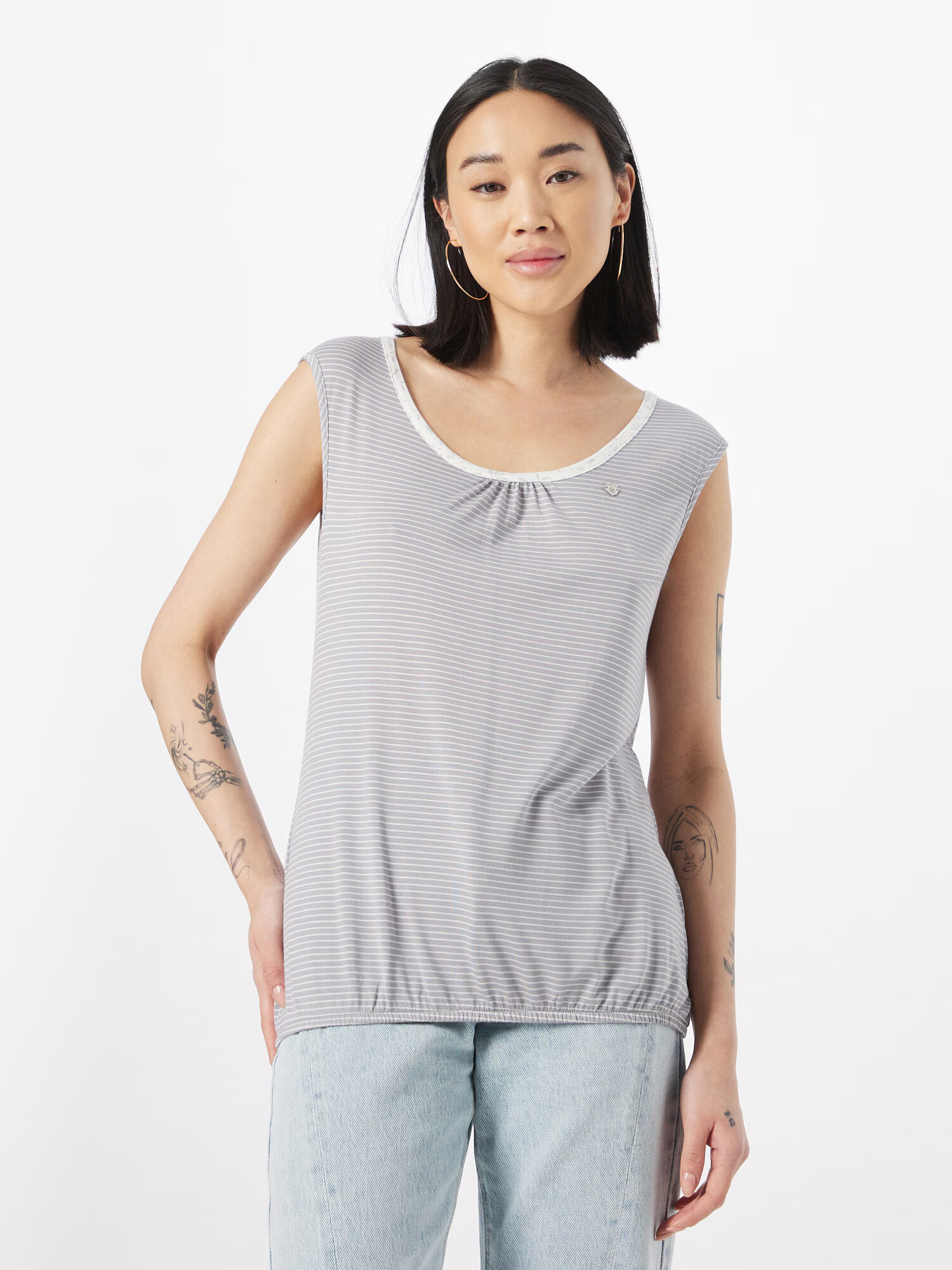 Ragwear Top 'EIREEN' gri / alb - Pled.ro