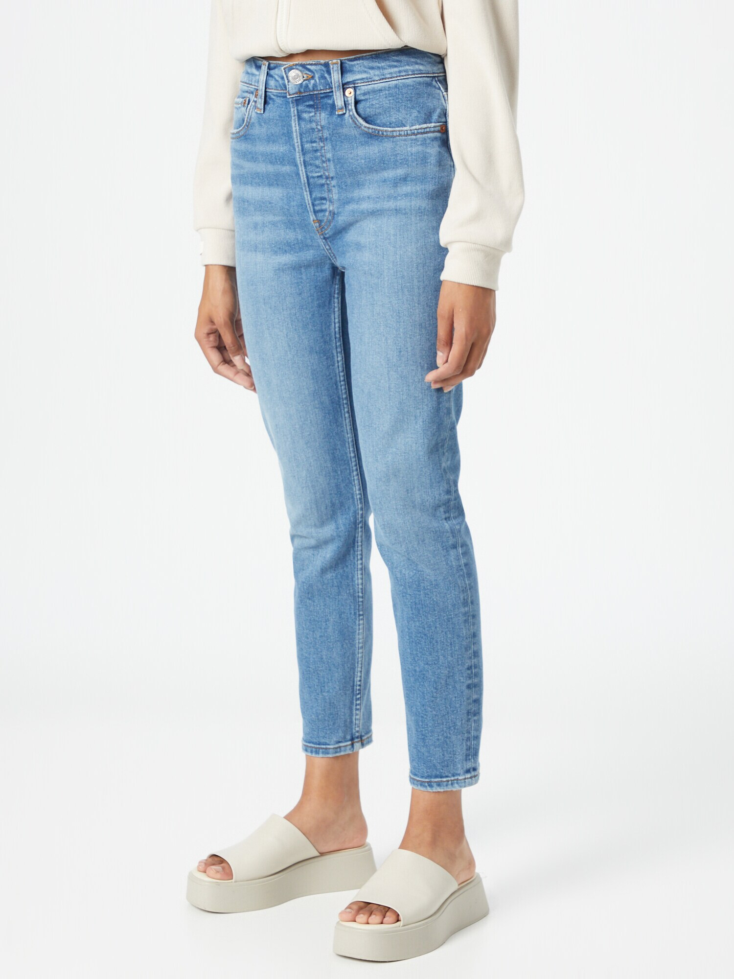 RE/DONE Jeans '90S HIGH RISE ANKLE CROP' albastru deschis - Pled.ro