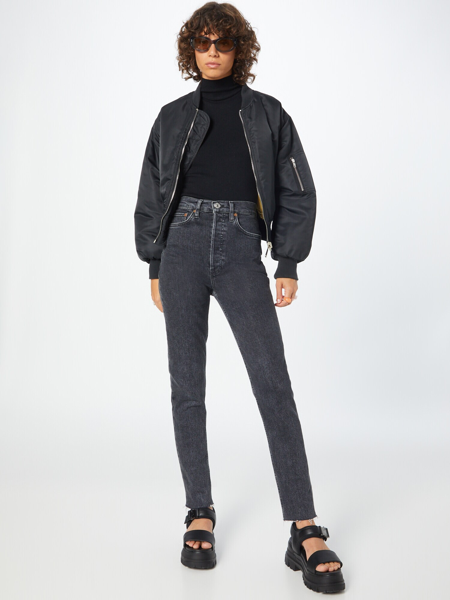 RE/DONE Jeans '90S ULTRA HIGH RISE SKINNY' negru - Pled.ro