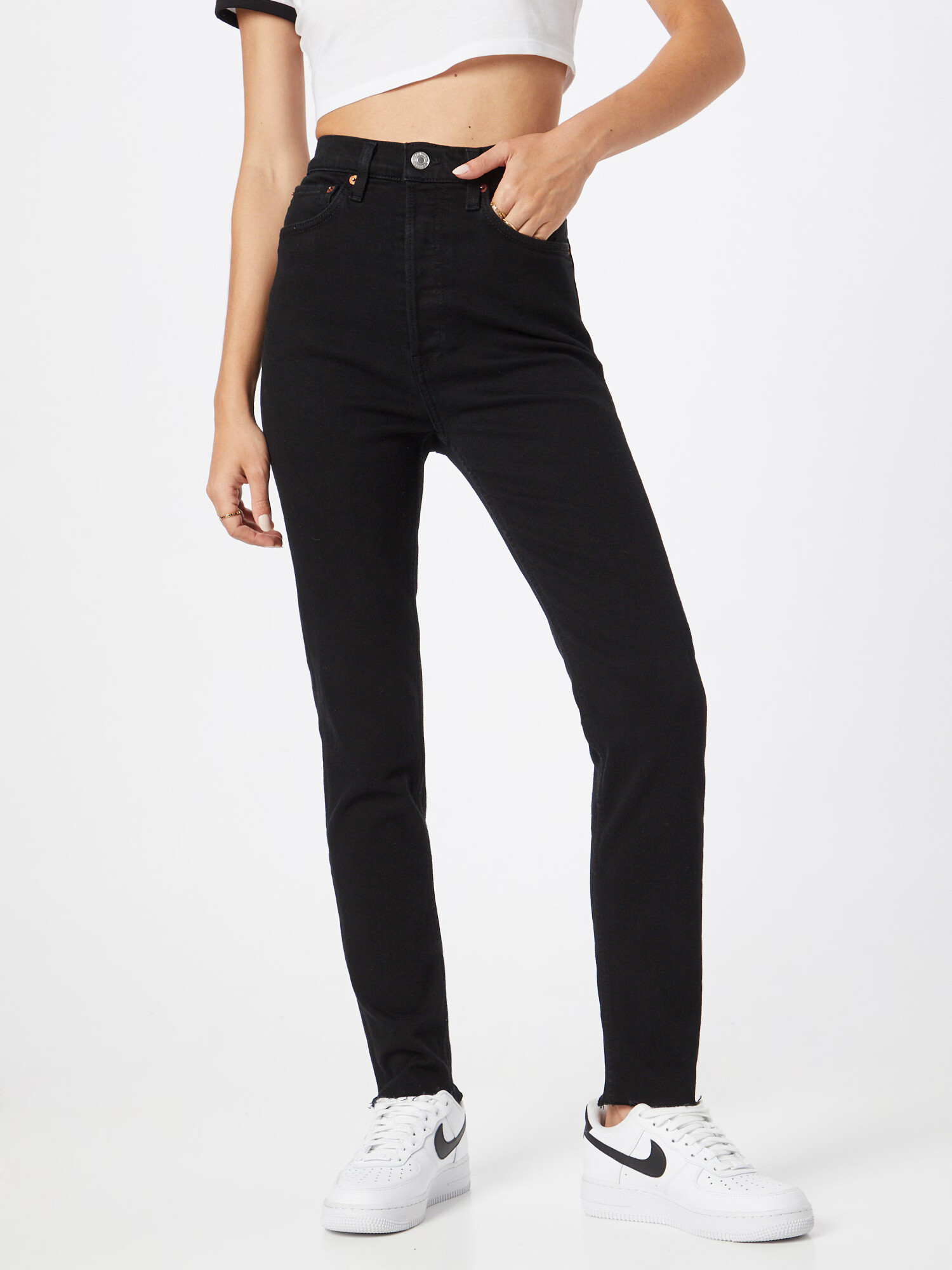 RE/DONE Jeans negru denim - Pled.ro