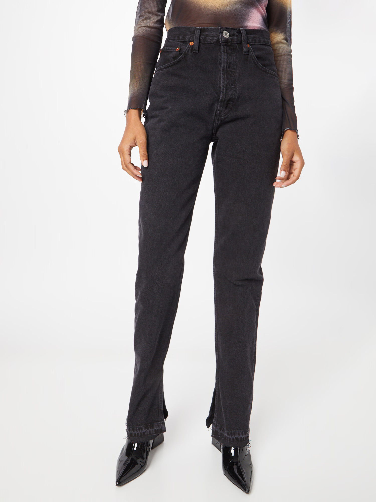 RE/DONE Jeans negru denim - Pled.ro