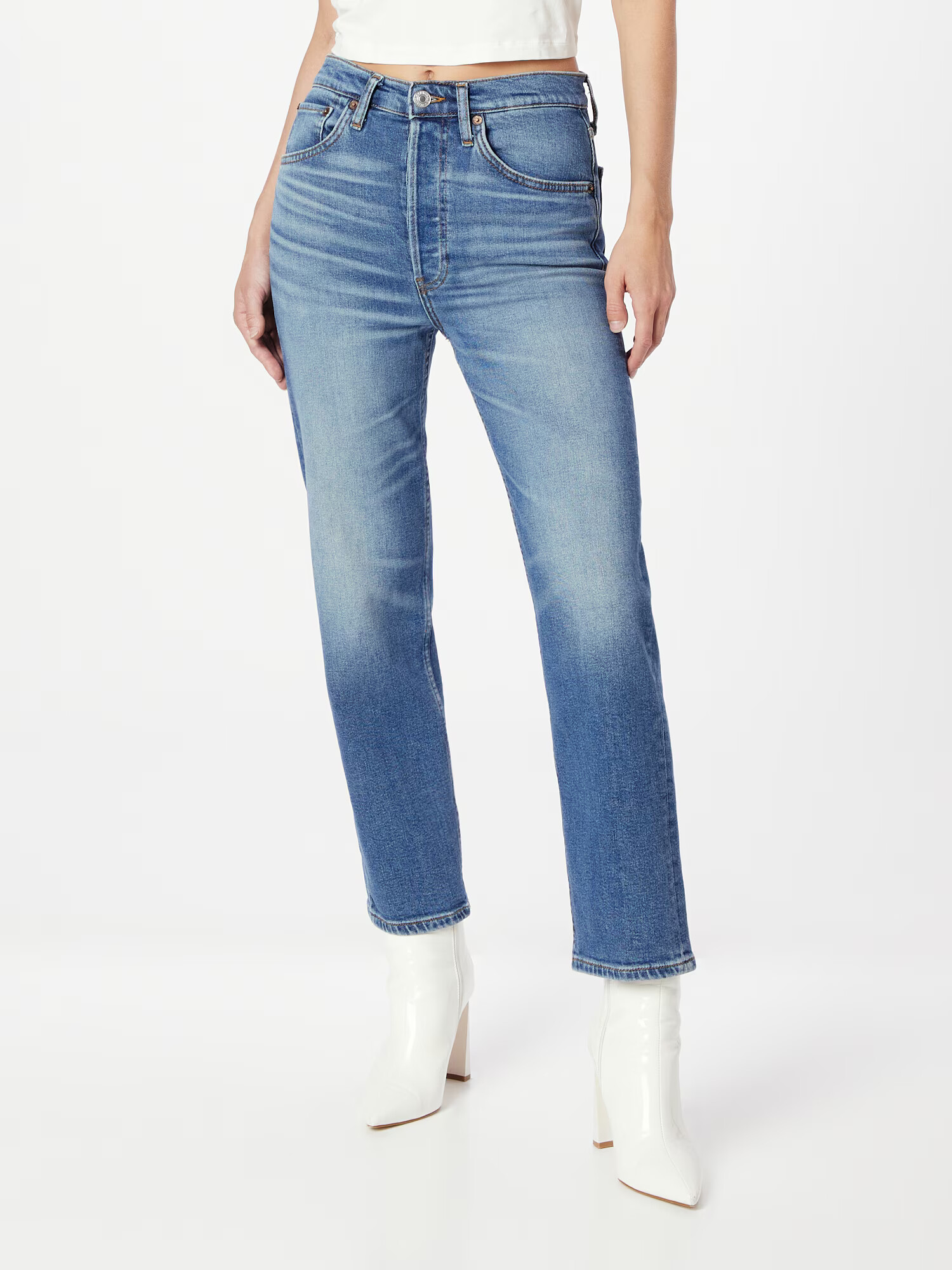 RE/DONE Jeans 'STOVE PIPE' albastru denim - Pled.ro