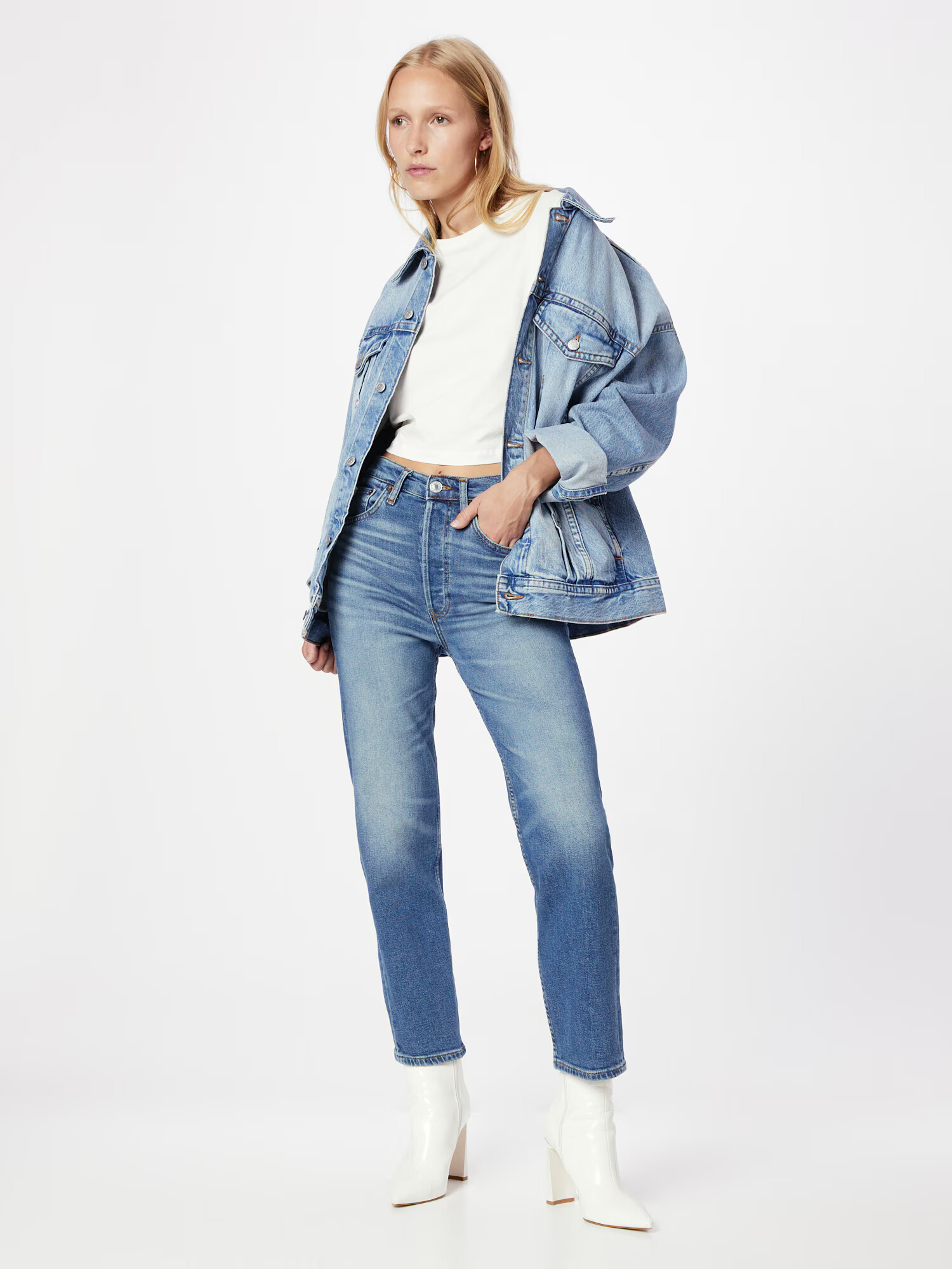 RE/DONE Jeans 'STOVE PIPE' albastru denim - Pled.ro