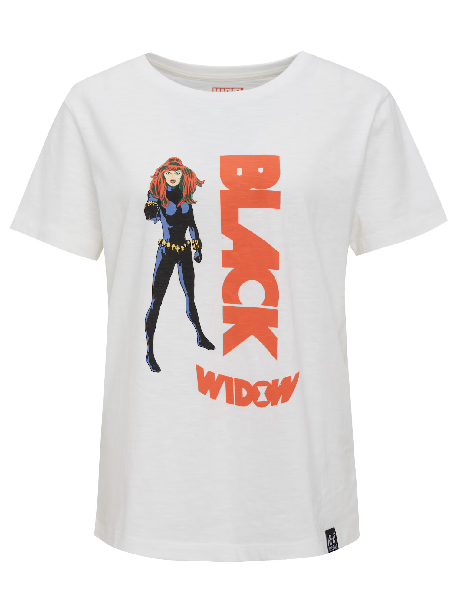 Recovered Tricou 'Black Widow' albastru / portocaliu închis / negru / alb coajă de ou - Pled.ro