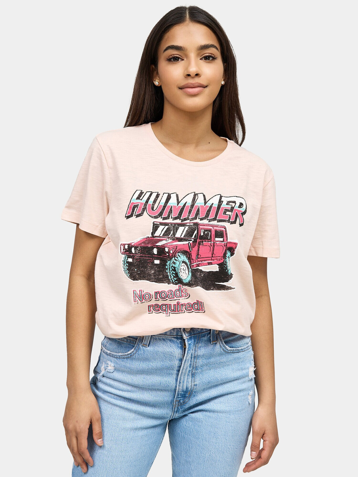 Recovered Tricou 'No Roads Required Hummer' mai multe culori / roz - Pled.ro