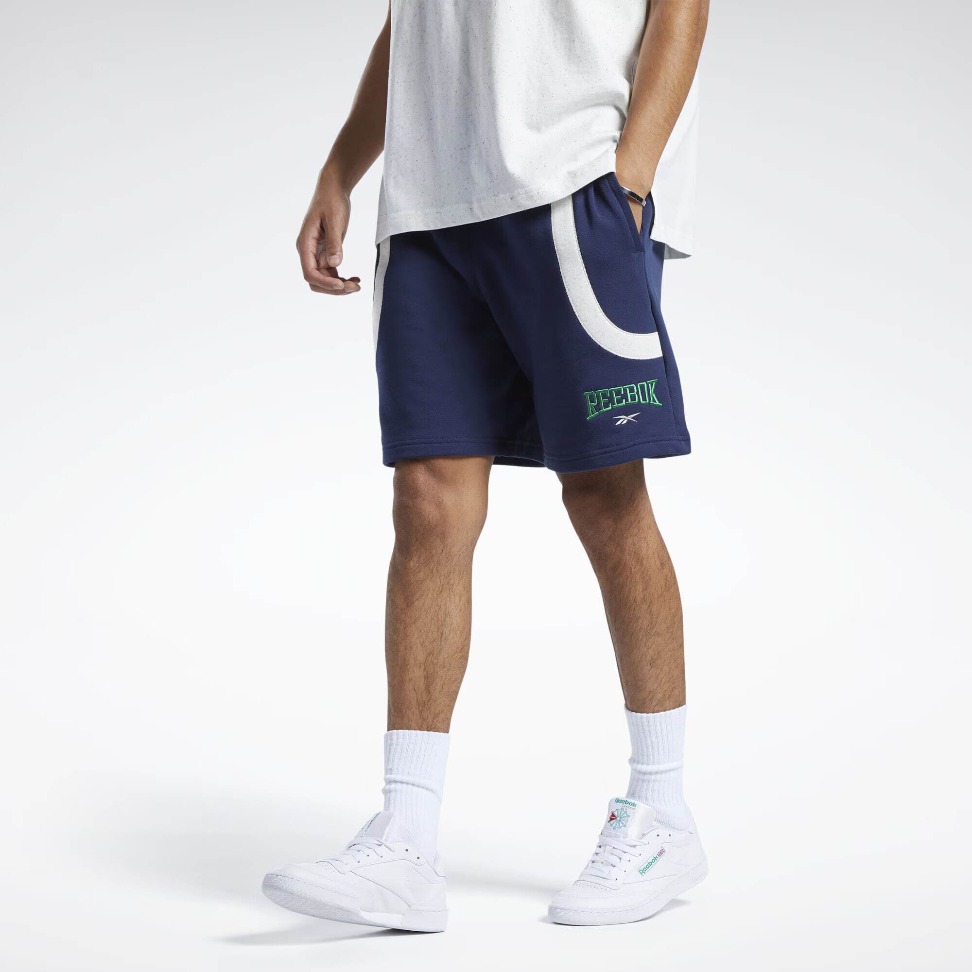 Reebok Classics Pantaloni bleumarin / verde / alb - Pled.ro