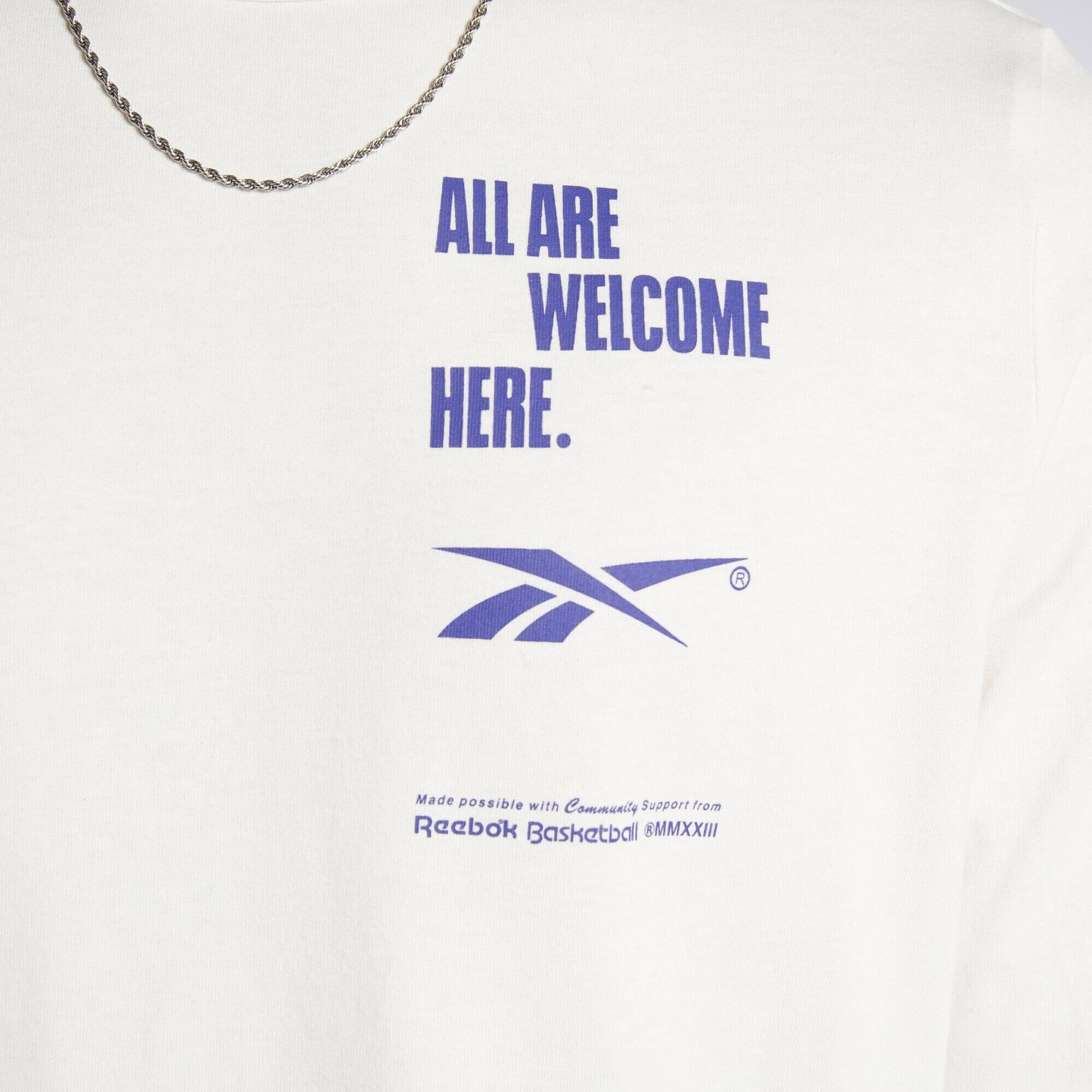 Reebok Classics Tricou 'All Are Welcome Here' albastru închis / alb - Pled.ro